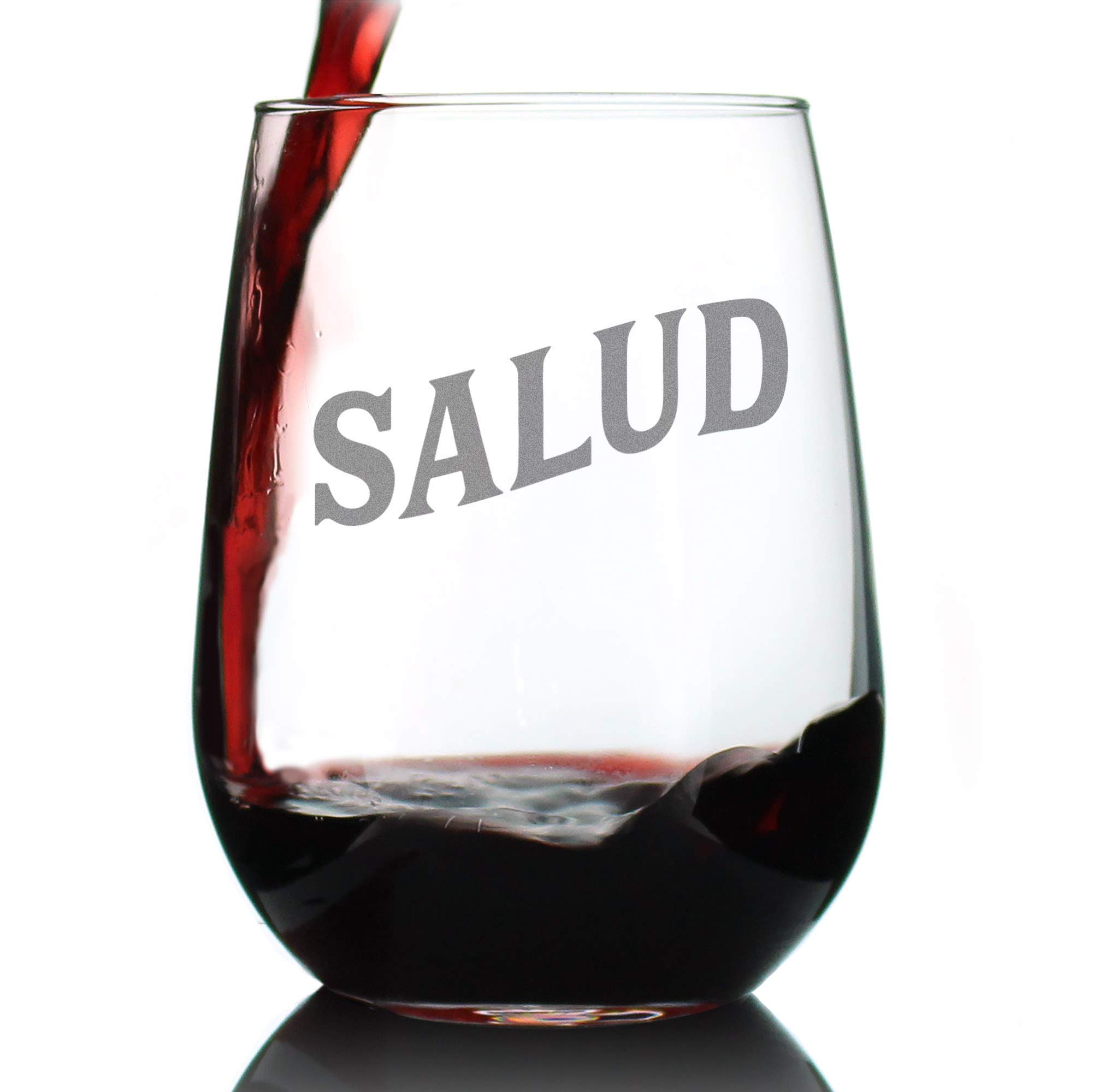 Salud Spanish Cheers Stemless Wine Glass - 17oz Large Unique Spain Themed Gift for Parties, Home Decor & Spanish Culture Enthusiasts - Perfect for Tapas Nights, Spanish Themed Events & Housewarming Gifts