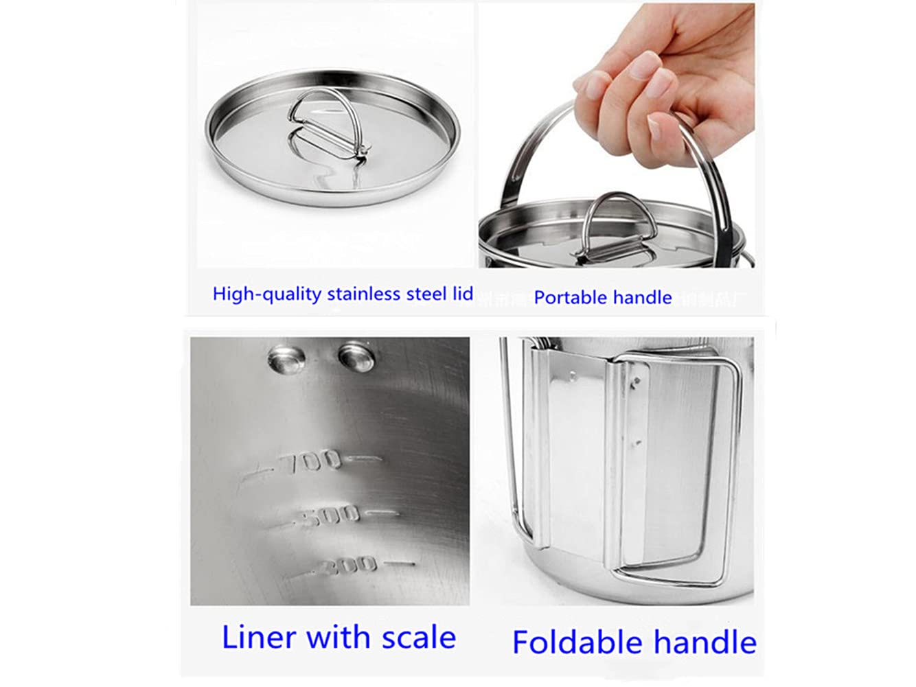 Stainless Steel Camping Kettle - 1.2L Outdoor Hanging Pot for Mountaineering, Picnics & Coffee Brewing | Portable Cookware for Backpacking, Hiking & Outdoor Adventures