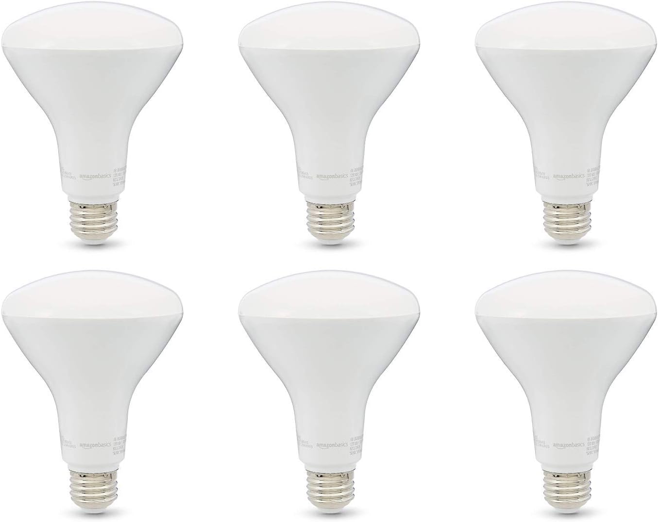 Amazon Basics 65W Equivalent BR30 LED Light Bulbs (6 Pack) - Soft White, Dimmable, 10,000 Hour Lifespan - Energy Efficient Bulbs for Home, Office & Retail Lighting