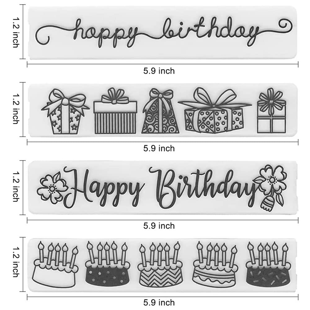 5PCS Happy Birthday Embossing Folder Templates for Card Making, Scrapbooking, DIY Crafts – Perfect for Greeting Cards, Photo Albums, and Handmade Birthday Gifts | Great for Parties, Invitations & Home Decor