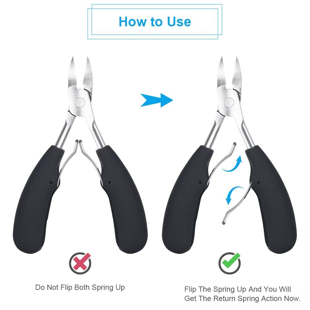 Premium URAQT Toenail Clippers Set - 4 Piece Professional Nail Care Kit with Nail Lifter, Nail File & Precision Cuticle Scissors - Heavy Duty Ingrown Toenail Clippers for Thick Nails - Perfect for Home, Travel & Pedicure Care