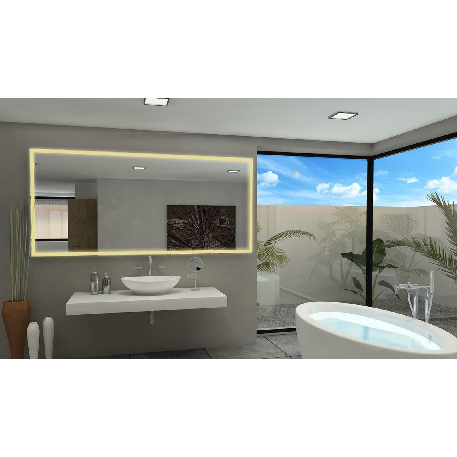 IBMIRROR Paris Mirror - Dimmable LED Vanity Mirror with Galaxy Lighting Effect, Rectangle Makeup Mirror for Bedroom & Bathroom | Perfect for Makeup, Skincare, and Selfie Lighting