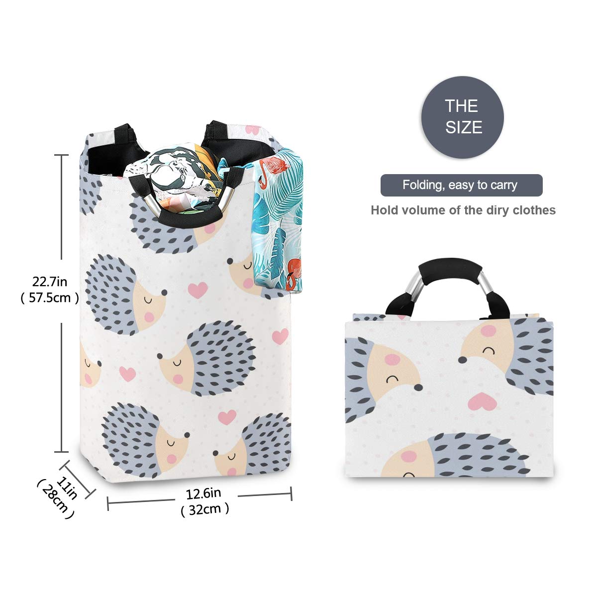 Foldable Hedgehog Polka Dot Laundry Basket - Large Hamper Organizer for Dirty Clothes, Picnic Basket & Toy Storage | Perfect for Home, Dorm, Camping & Travel Use