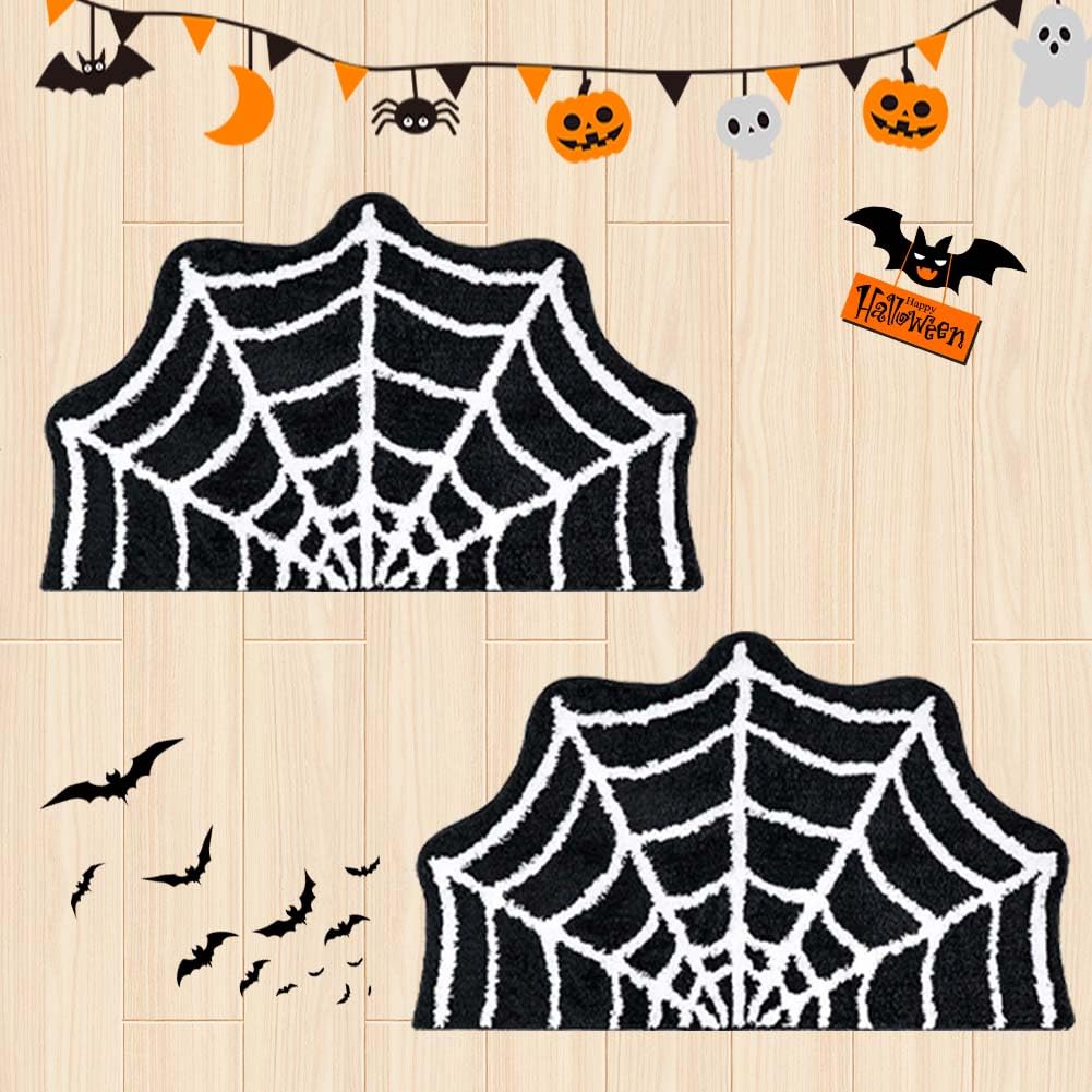 2 Pack Halloween Spider Web Bath Mat - 31
