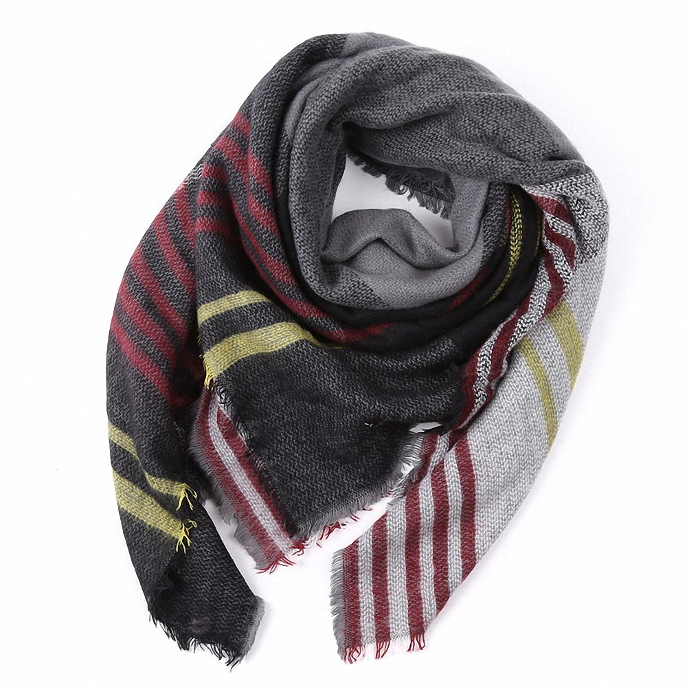 Luxury Winter Women's Fashion Scarf - Oversize Soft Wool Pashmina Shawl Wrap, Striped Square Blanket Scarf for Women | Perfect for Cold Weather, Office, Travel & Gift Giving
