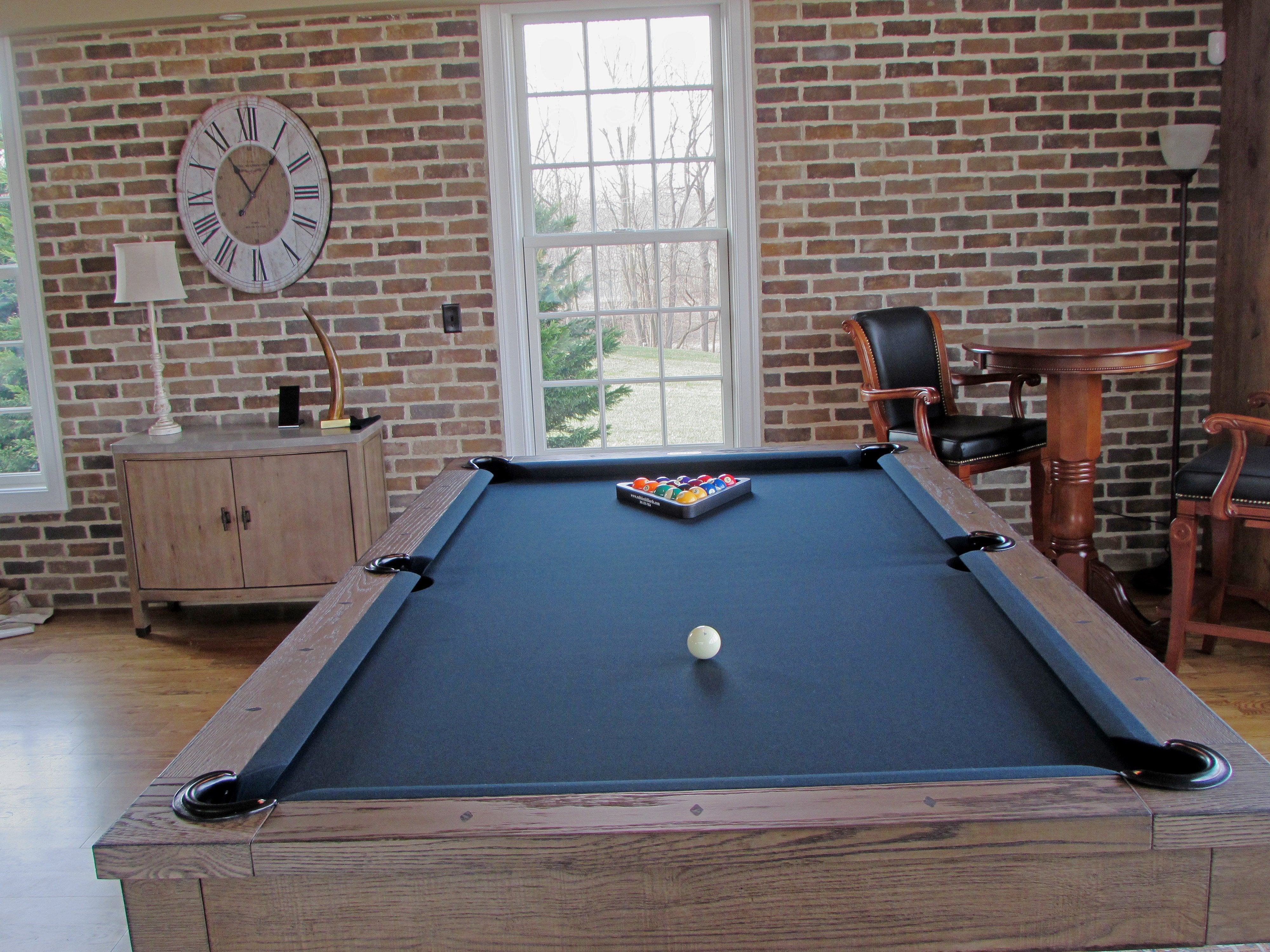 Beaumont Pool Table with Plank and Hide Design - Premium Billiard Table for Game Rooms, Bars, and Home Entertainment