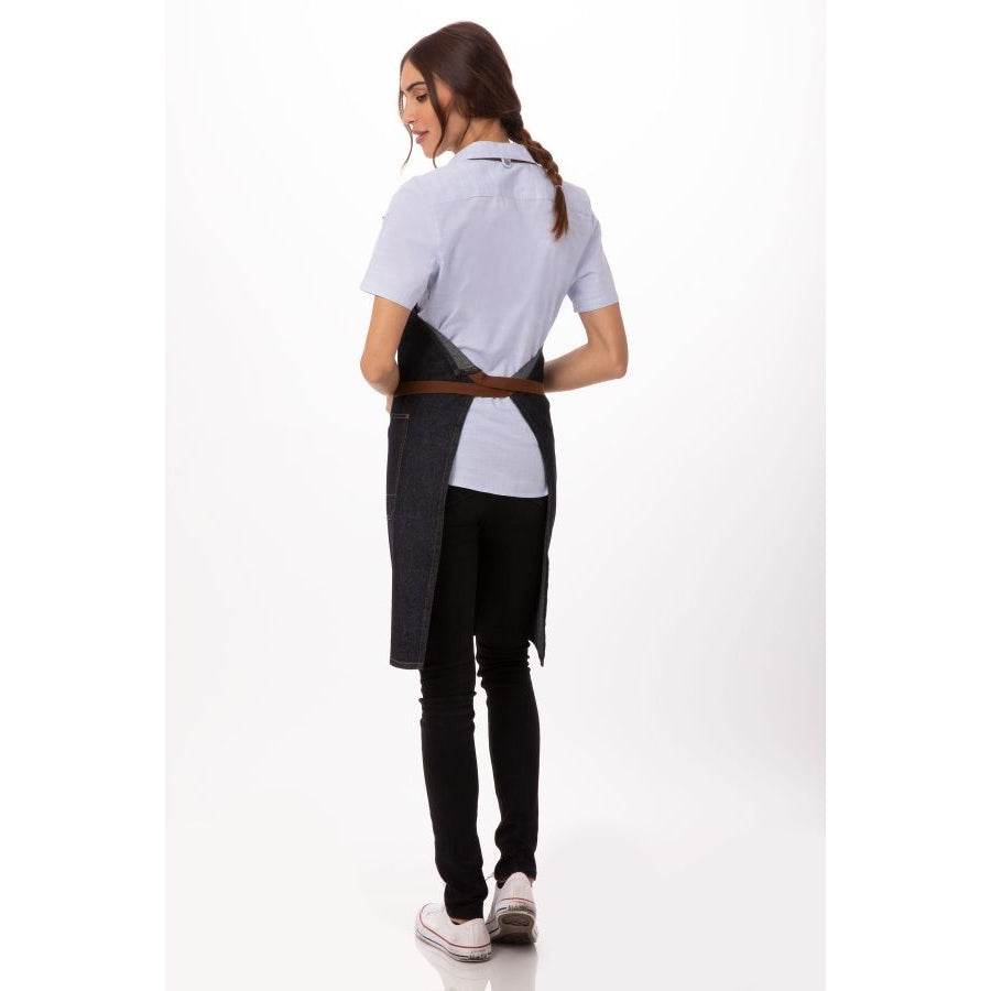 Chef Works AB035IBL Memphis Bib Apron - Indigo Blue, 34