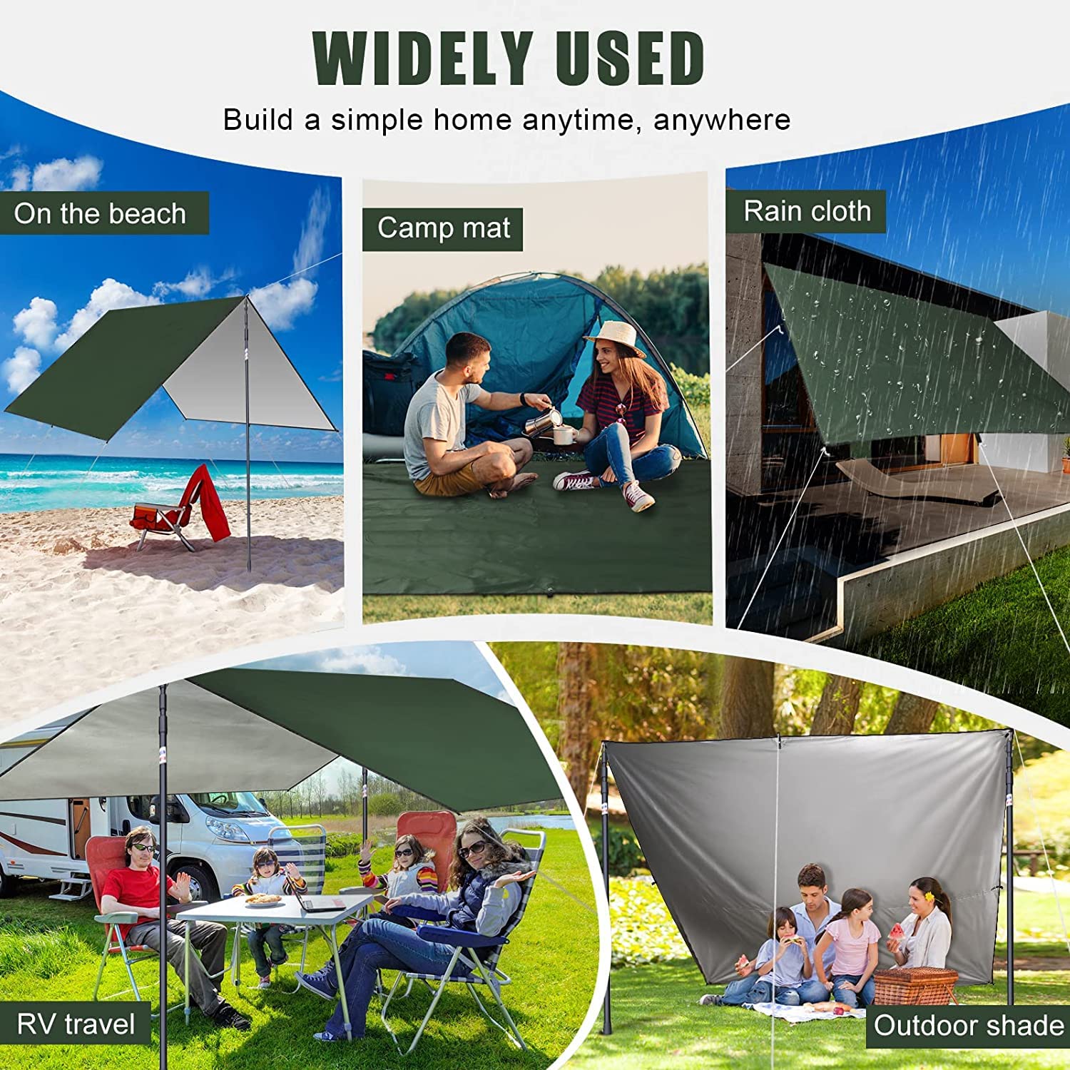 Premium Lightweight Waterproof Ripstop Nylon Tent Tarp - UV Protection Camping Shelter for Outdoor Travel & Backpacking (Sky Blue, X-Large) | Perfect for Camping, Hiking, Beach Trips & Emergency Shelter