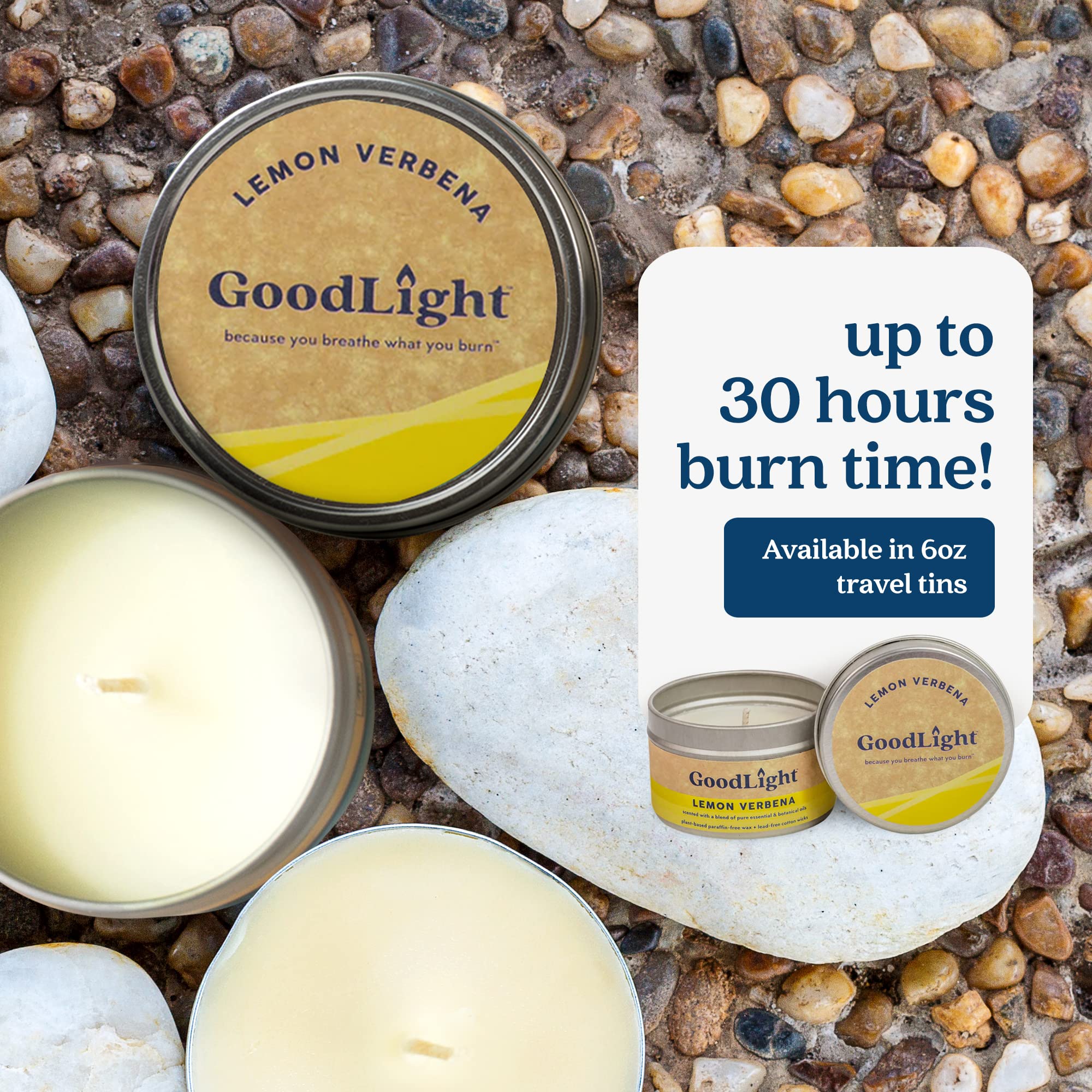 Eco-Friendly Paraffin-Free Scented Candle in Tin - 30 Hour Burn Time, Lemon Verbena Aroma (6oz) | Perfect Birthday Gift for Women & Men, Home Decor, Relaxation & Romantic Ambiance