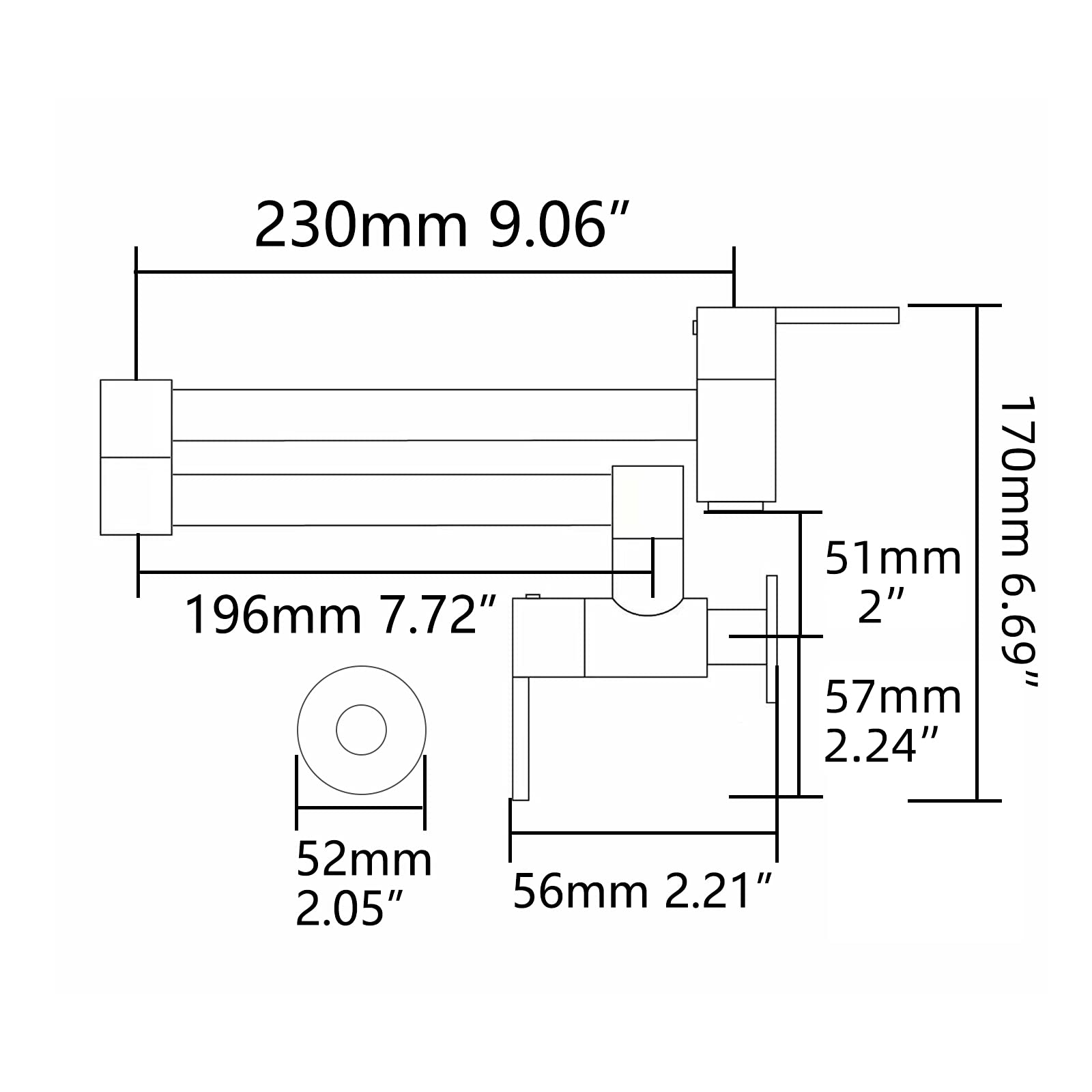 Brass Pot Filler Faucet Wall Mount - Titanium Gold Finish 360° Rotating Kitchen Sink Faucet with Water Saving Design - Perfect for Modern Kitchens, Cooking & Filling Large Pots (Model CT172J)