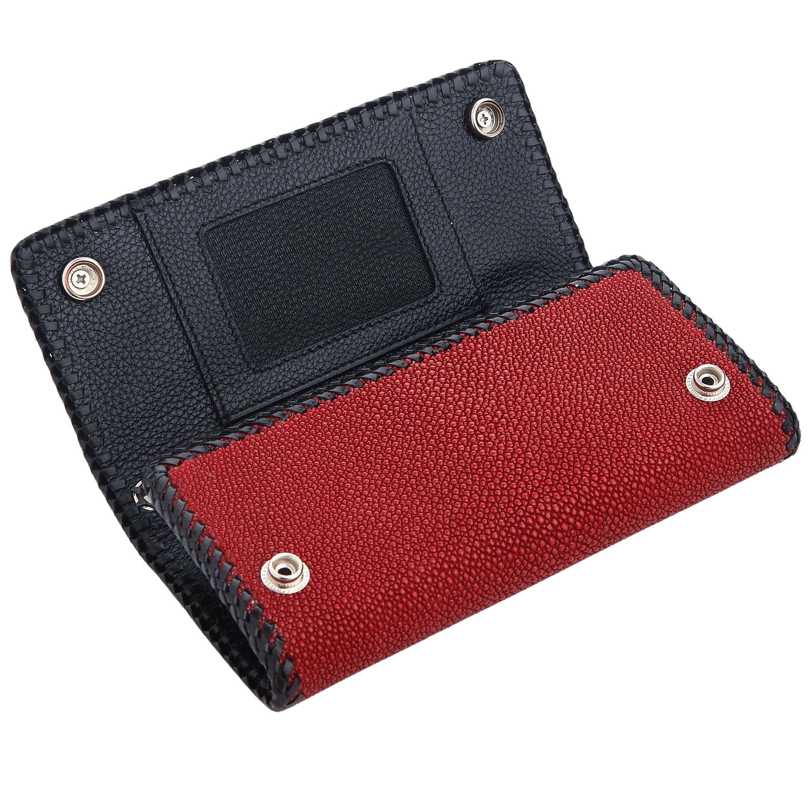 Genuine Stingray Skin Leather Trifold Biker Wallet for Men - Durable RFID Blocking Motorcycle Wallet - Perfect for Bikers, Travel & Everyday Use