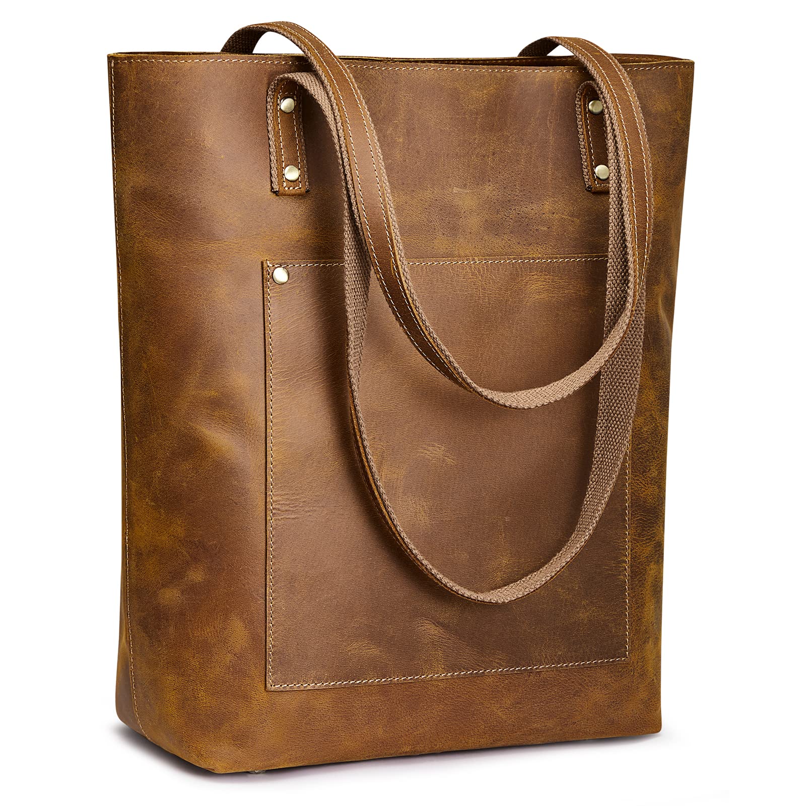 Vintage Genuine Leather Tote Bag for Women - Large Shoulder Purse Handbag for Work, Travel & Everyday Use | S-ZONE