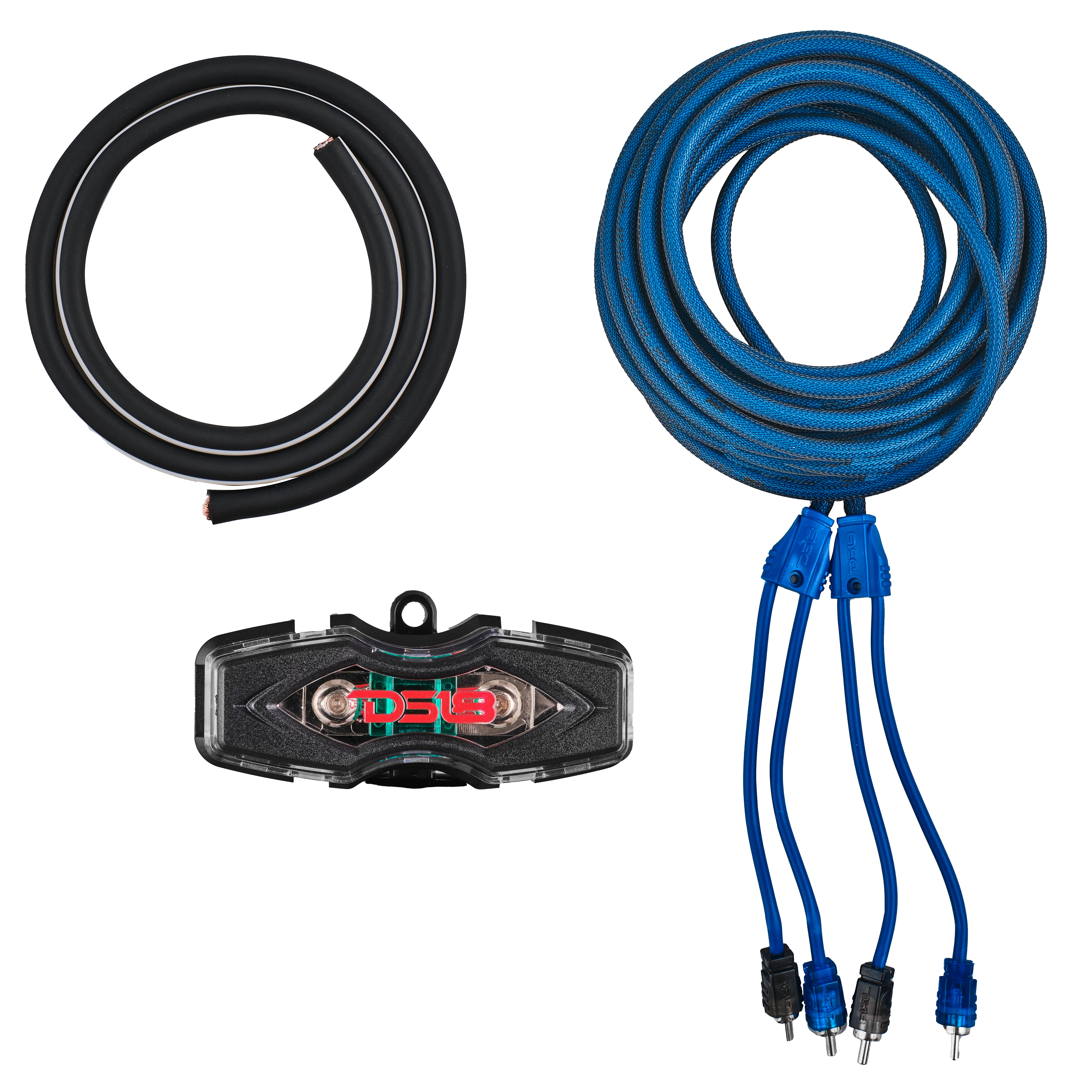 4 GA Amplifier Installation Kit - High Power Car Audio Wiring Kit with Blue RCA Cables for Subwoofers & Speakers - Perfect for Car Audio Systems & DIY Installations