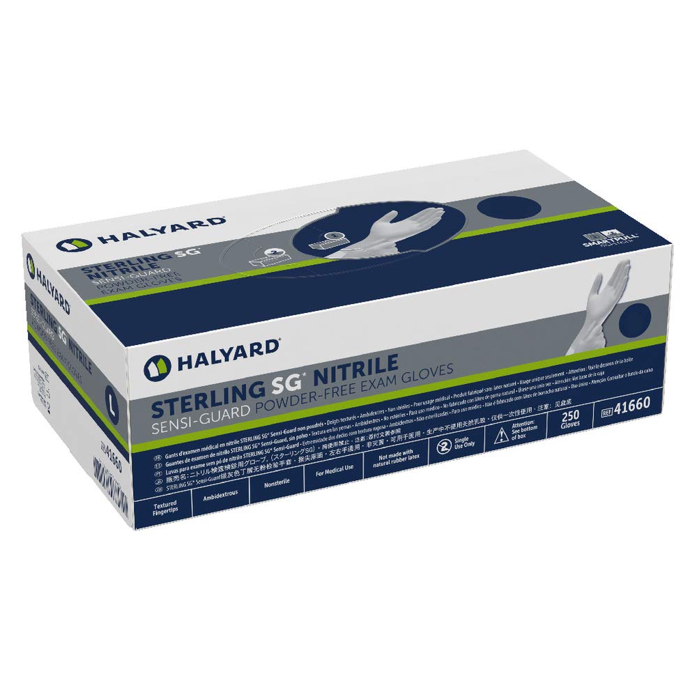 Halyard Sterling SG Powder-Free Nitrile Exam Gloves - 3.7 mil Thick, 9.5