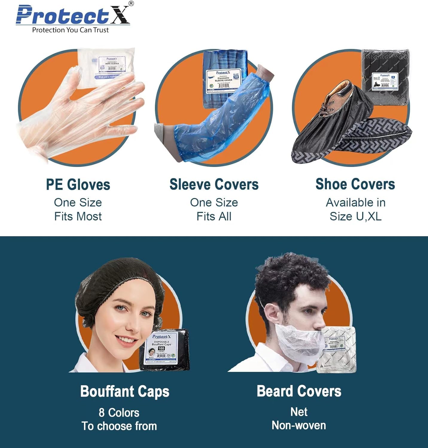 ProtectX 500 Count Disposable Plastic Food Prep Gloves - Latex Free & Powder Free - One Size Fits Most - Ideal for Cooking, Baking, Food Handling & Kitchen Safety