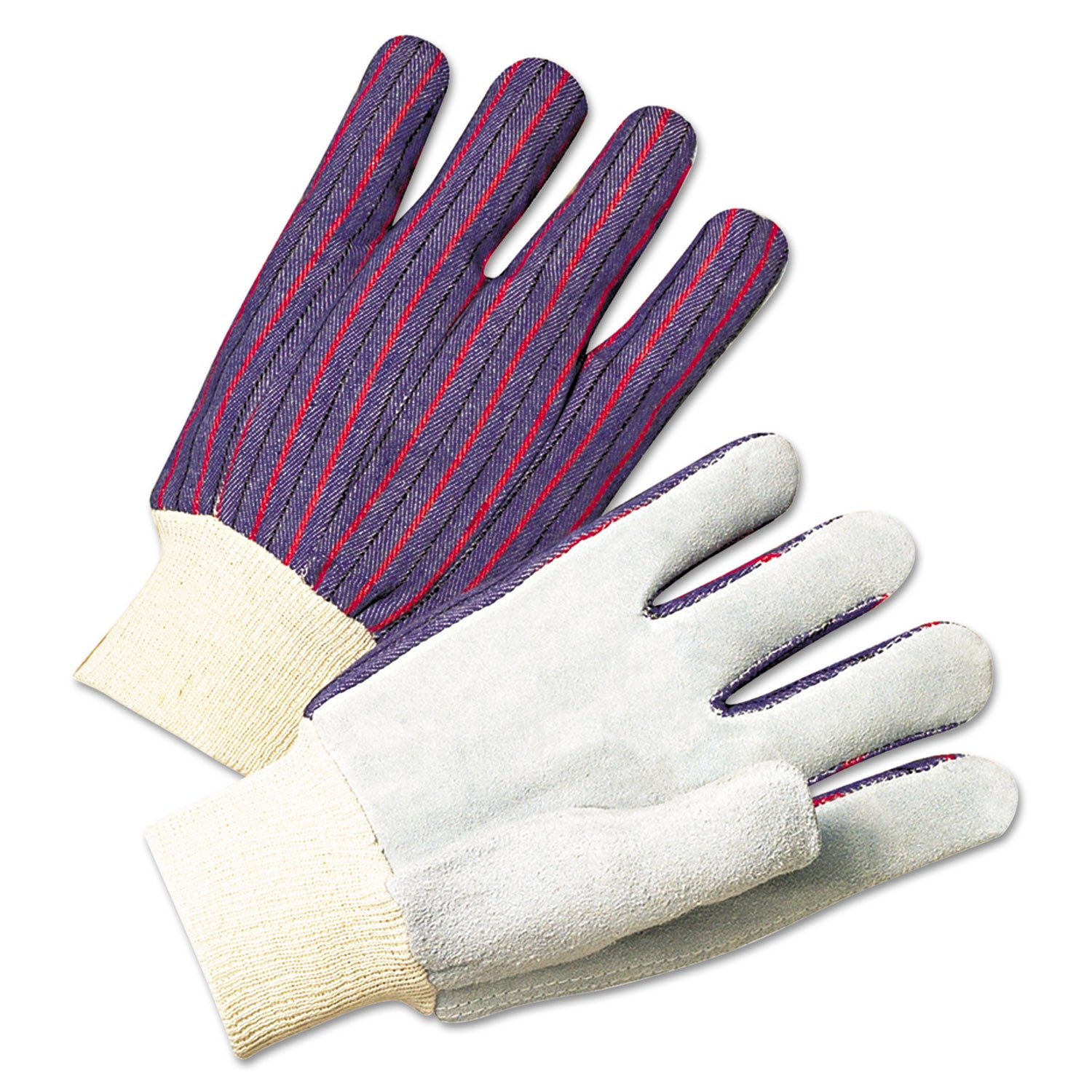 2000 Series Leather Palm Knit Wrist Cotton Gloves for Men - Durable Work Gloves for Construction, Gardening & Outdoor Activities