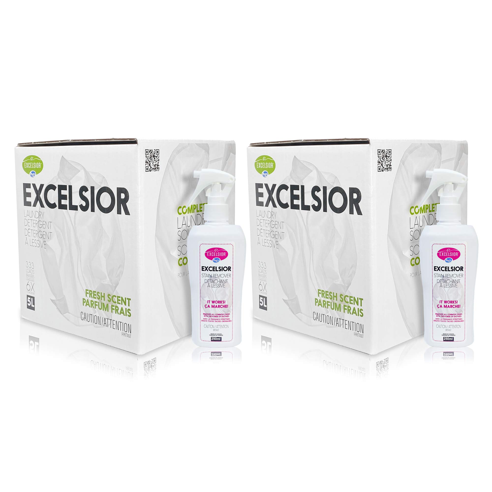 Excelsior HE Concentrated Liquid Laundry Detergent with Powerful Stain Remover | 333 Loads | Phosphate & Solvent Free | Fresh Scent | 5 Liter (2-Pack) - Perfect for HE Machines, Tough Stains & Family Laundry