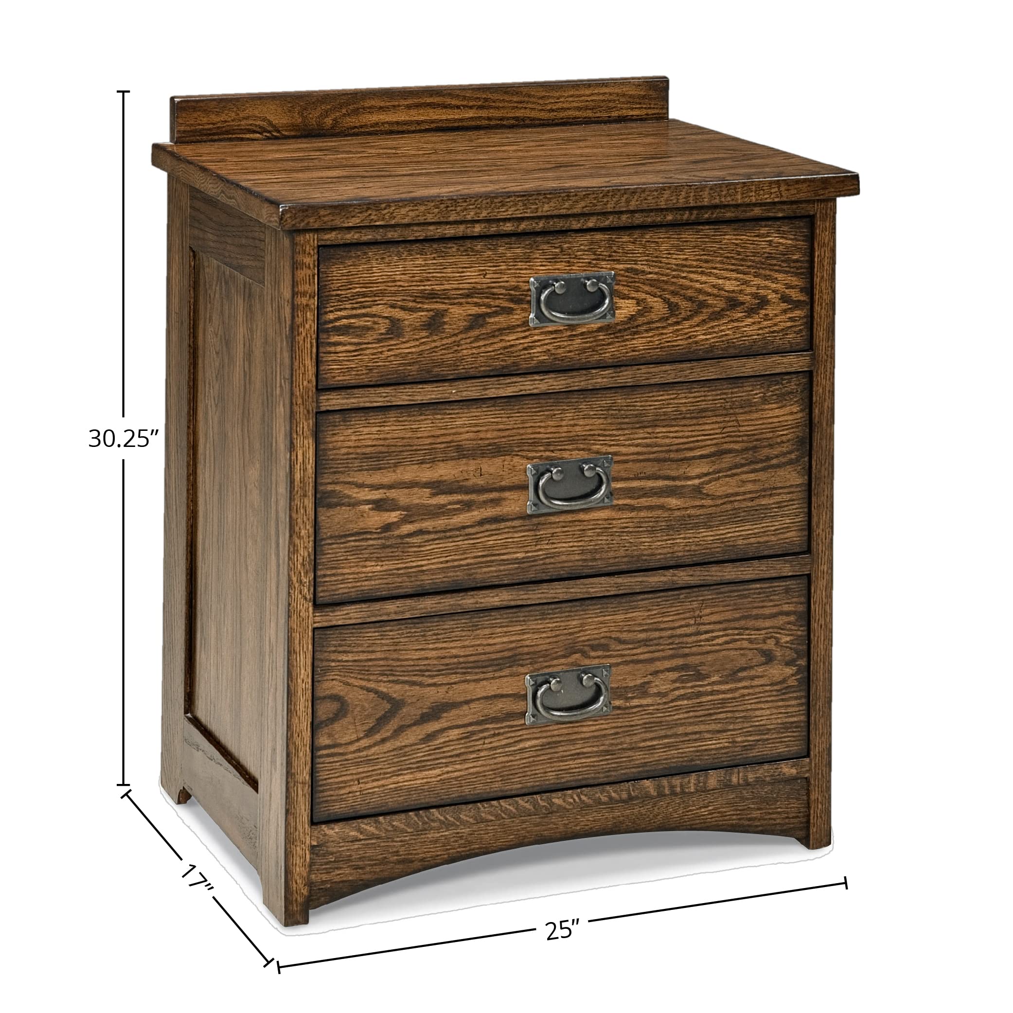 Imagio Home 3-Drawer Oakhurst Nightstand in Mission Finish - Solid Wood Bedside Table for Bedroom, Living Room & Guest Room - Stylish Storage Solution with Drawers