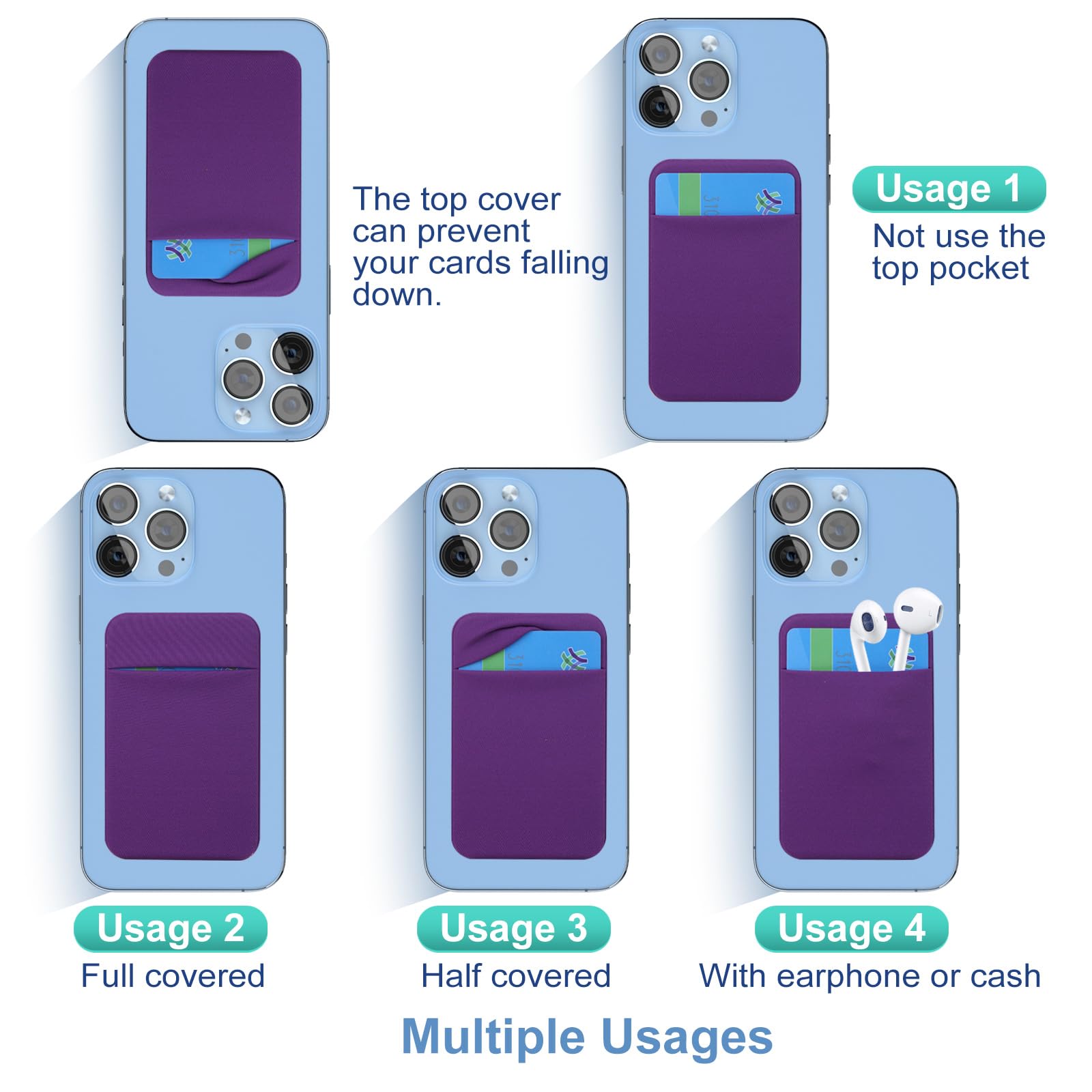 Costyle Slim Credit Card Holder - Stick On Phone Wallet for iPhone & Samsung - Perfect for Hands-Free Shopping, Travel & Daily Use