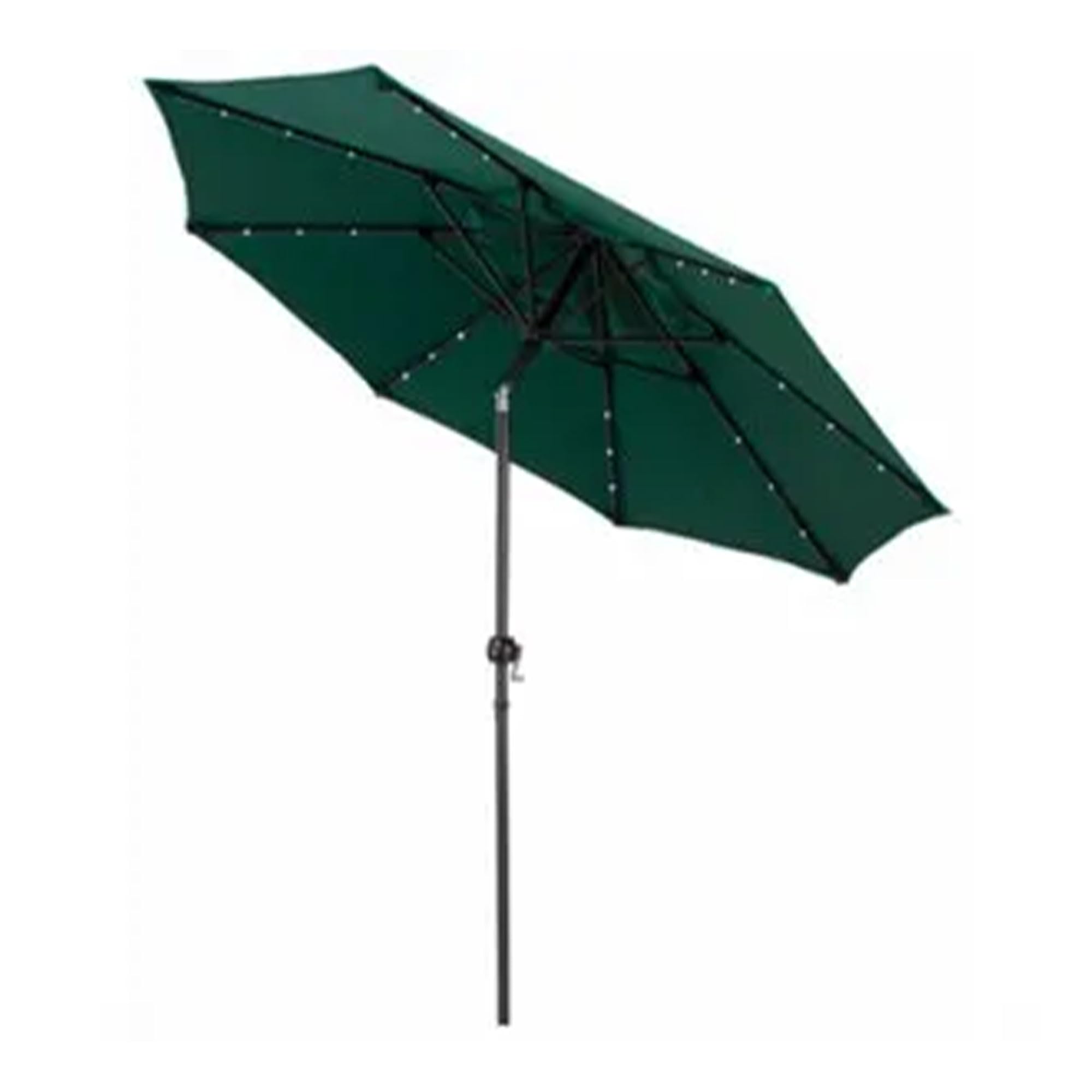 9ft Polyester 2-Section Steel Pole Outdoor Patio Umbrella with Tilt System & LED Lights - 8 Steel Ribs, Green - Perfect for Backyard, Poolside, Garden, Restaurant and Beach Use
