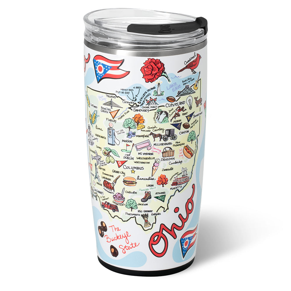 Ohio Tumbler 22oz - Insulated Stainless Steel Vacuum Cup with Lid & Straw - Perfect for Coffee, Tea & Cold Drinks - Ideal for Office, Gym & Outdoor Activities