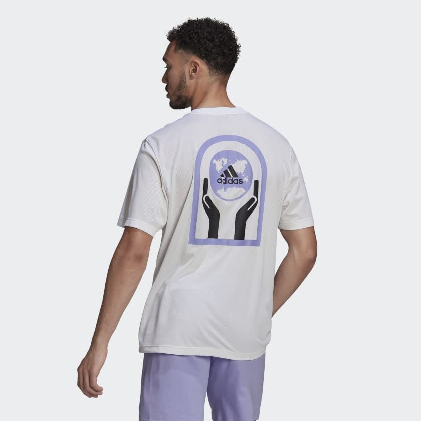 Adidas Men's Graphic Mesh T-Shirt - Breathable & Lightweight Casual Tee for Gym, Running & Everyday Wear
