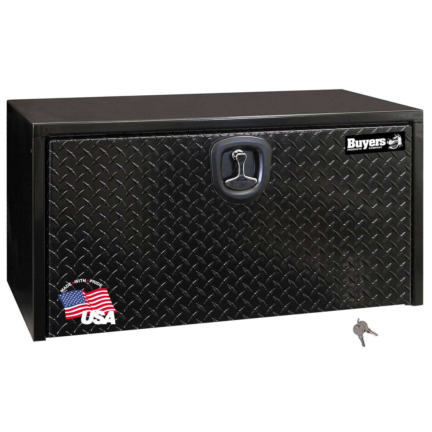 Buyers Products 1702505 Black Steel Truck Tool Box with Aluminum Diamond Tread Door - 18x18x36 Inch Heavy Duty USA-Made Tool Chest for Contractors | Perfect for Truck Storage, Job Site Organization & Work Equipment Protection