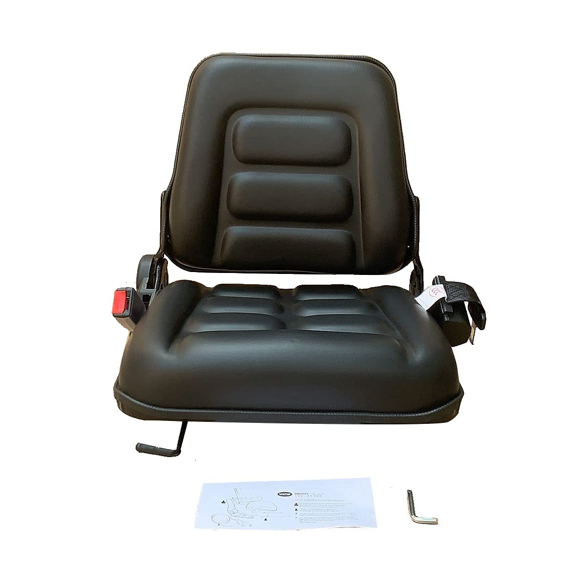Universal Waterproof Forklift Suspension Seat with Adjustable Safety Belt - Heavy Duty Black Seat for Forklifts, Tractors, Loaders & Excavators (19.68x18.11x9.68 Inch) - Ideal for Construction Sites, Warehouses & Industrial Equipment