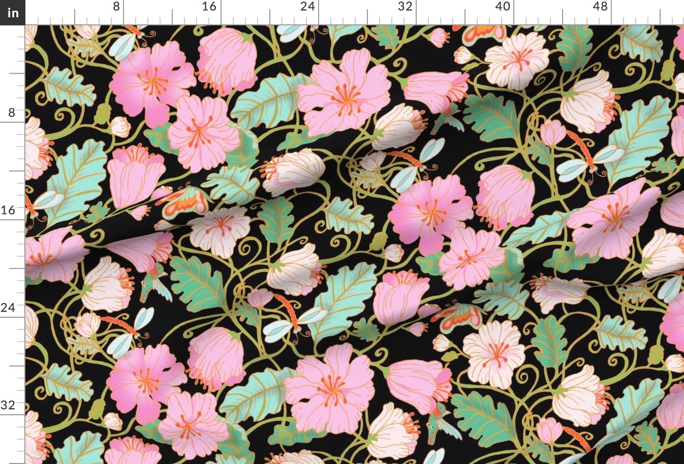 Spring Nouveau Floral Boho Animal Print Minky Fabric - Fat Quarter for Sewing Baby Blankets, Quilt Backing & Plush Projects | Soft & Cozy Fabric for DIY Crafts, Nursery Decor & Home Textiles