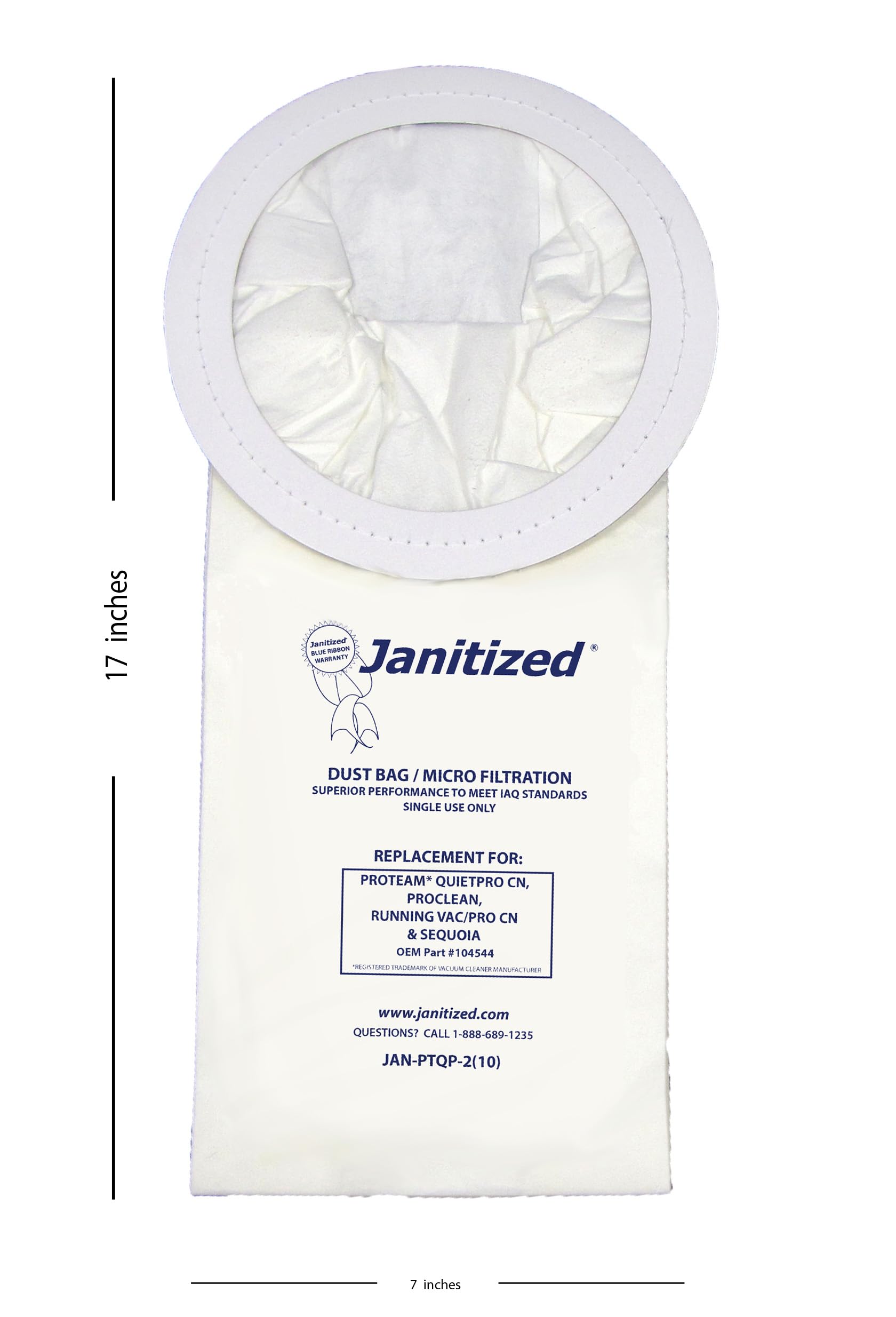 Premium Replacement Commercial Vacuum Bags (10-Pack) for ProTeam QuietPro CN, ProClean, RunningVac/Pro Vac CN & Sequoia Vacuum Cleaners - OEM #104544 - Ideal for Hotels, Offices & Commercial Cleaning Services