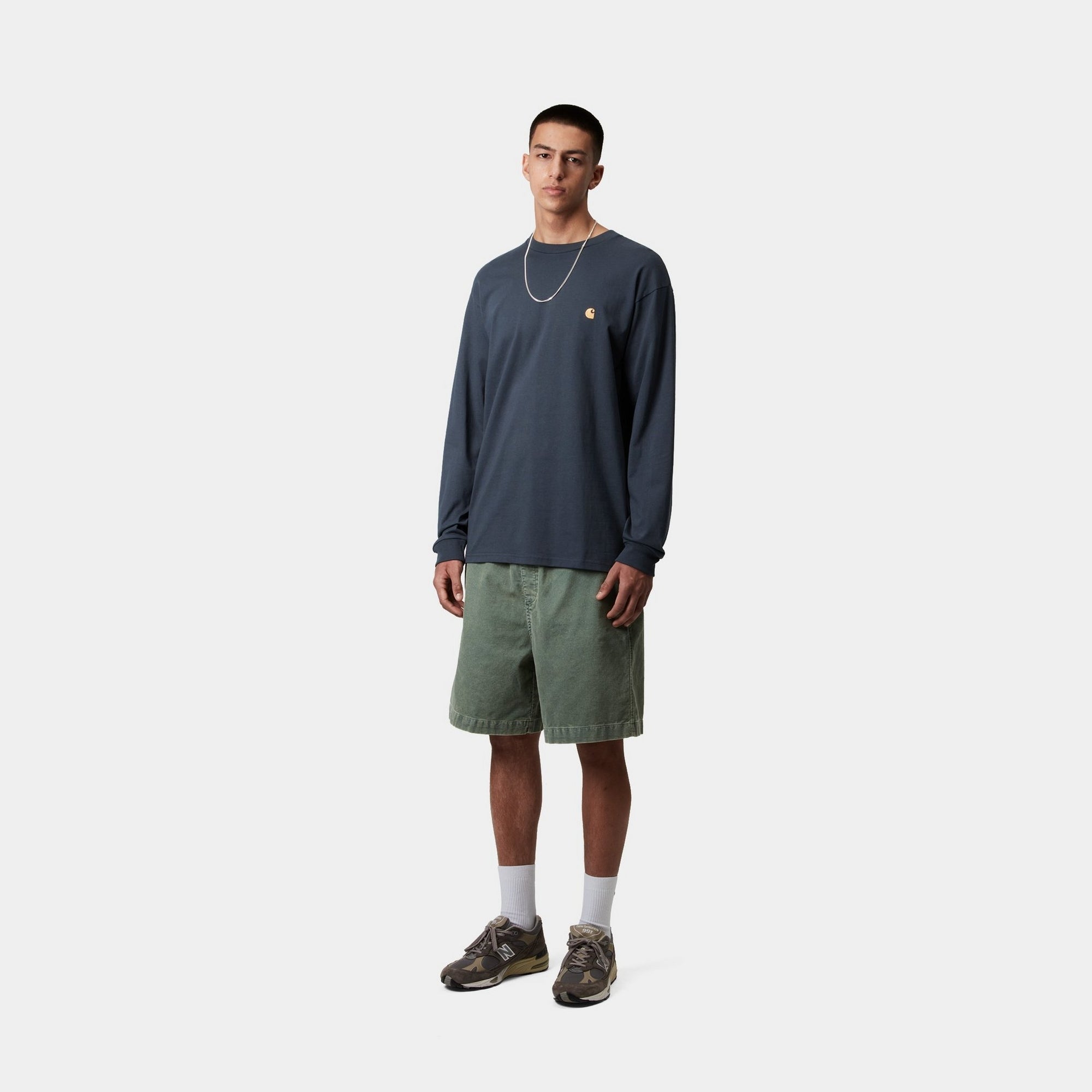 Chase Long Sleeve T-Shirt for Men | Soft Cotton Casual Shirt in Dusky Blue | Perfect for Everyday Wear & Layering