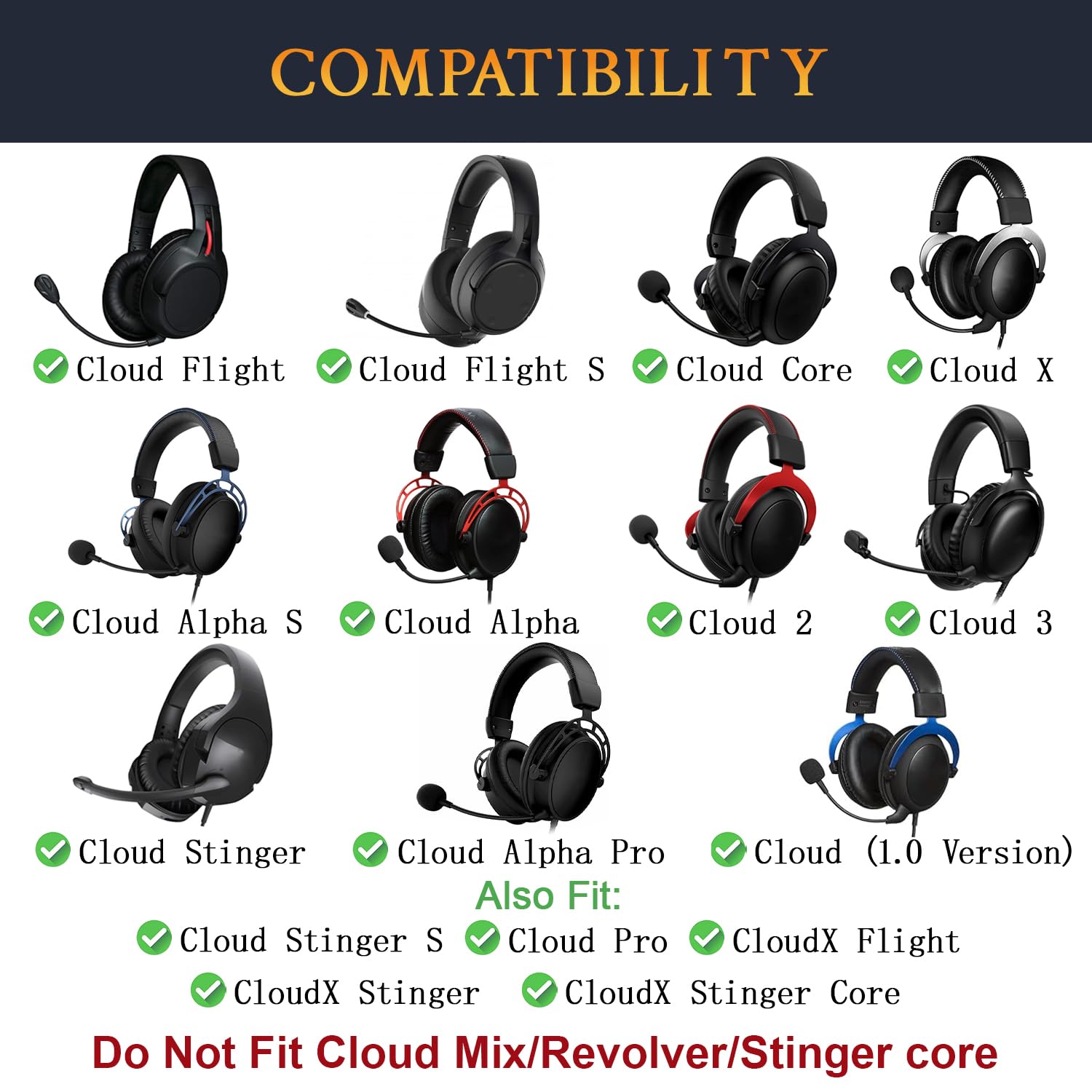 SOULWIT Cooling Gel Replacement Earpads for HyperX Cloud Series (1/2/3/Pro/Core/Alpha/Alpha S/Alpha Pro/Flight/Flight S/Stinger/Stinger S) - Breathable Memory Foam Cushions - Black - Perfect for Gaming, Streaming & Long Wear Comfort