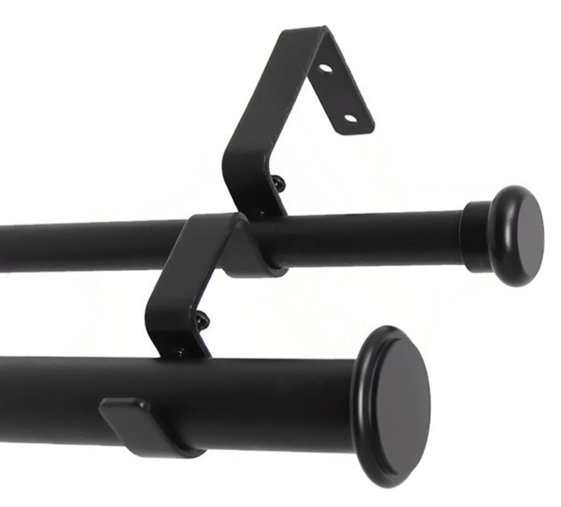 Urbanest Bouton Flat Button 1 5/8 Inch Double Drapery Curtain Rod Set - Elegant Window Treatment for Living Room & Bedroom
