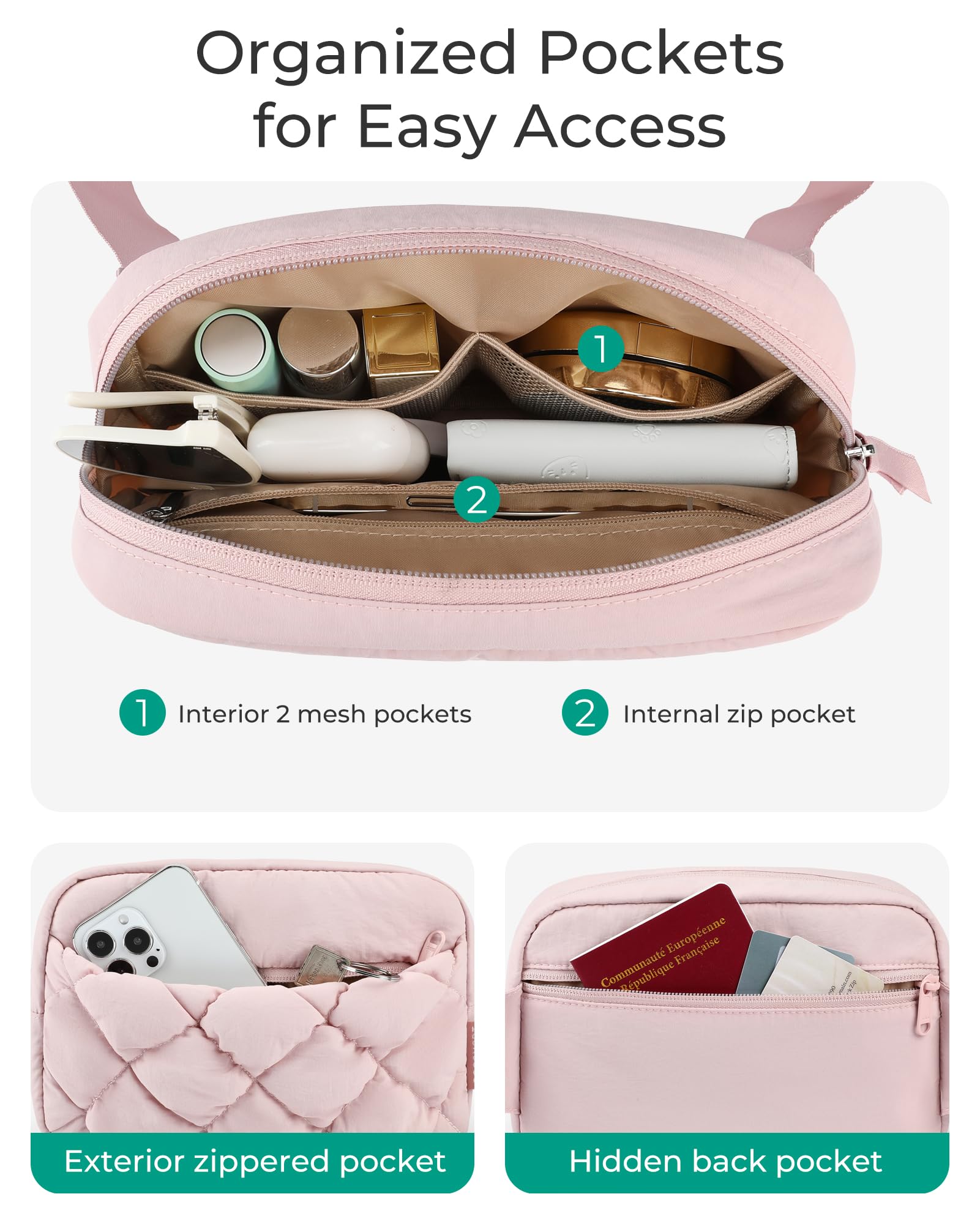 BAGSMART Quilted Fanny Pack for Women - Adjustable Waist Pack & Crossbody Bag for Travel, Shopping, Workout & Outdoor Activities | Stylish Belt Bag Purse with Puffy Design