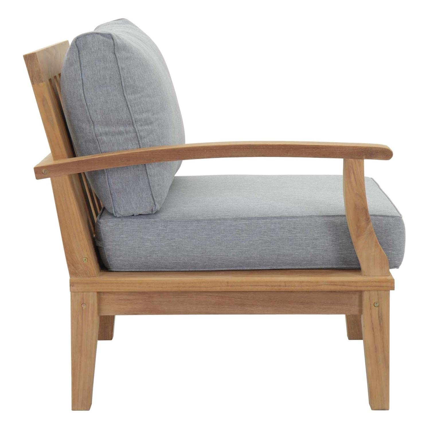 Premium Teak Wood 2-Piece Outdoor Patio Furniture Set - Natural Gray - Modway EEI-1822-NAT-GRY-SET - Durable & Weather-Resistant for Garden, Poolside & Backyard Relaxation