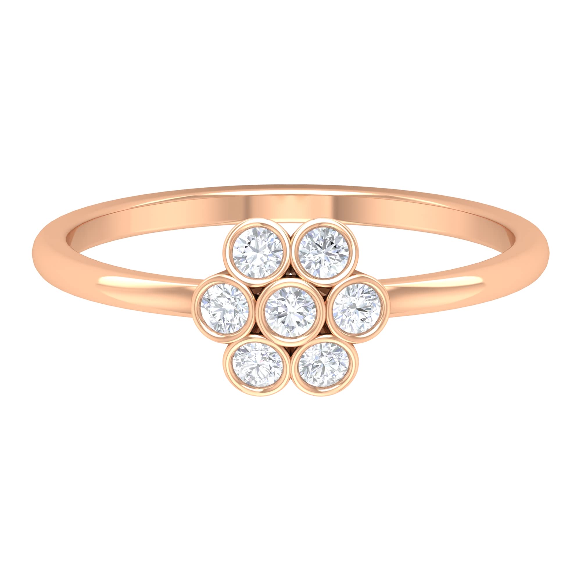 1/2 CT Moissanite Floral Ring for Women - 14K Solid Gold Moissanite Cluster Flower Ring, Certified Minimalist Engagement Ring - Perfect for Weddings, Anniversaries & Special Occasions