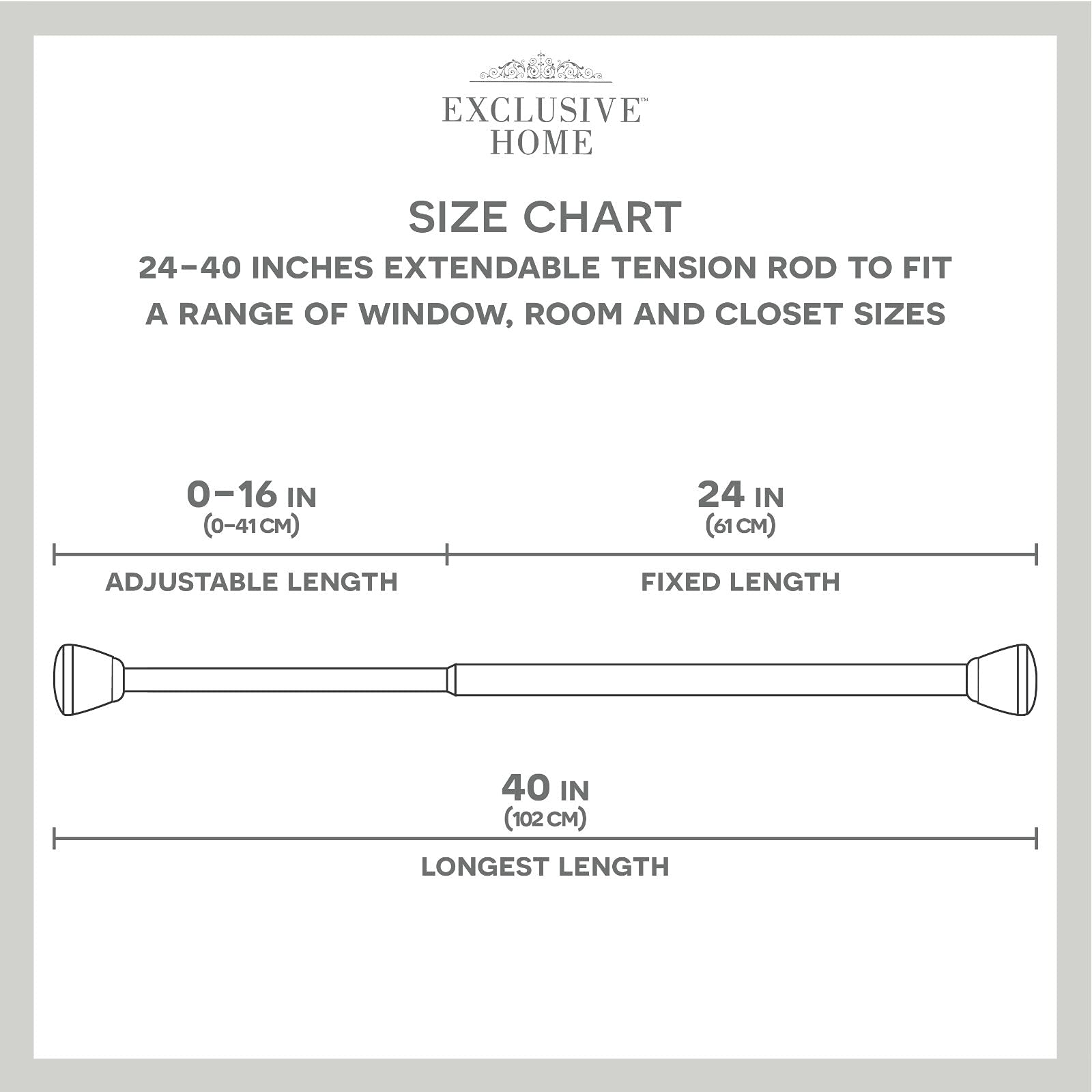 Premium Gold Adjustable Tension Curtain Rod 24-40 Inches for Windows - Perfect for Living Room, Bedroom & Home Decor