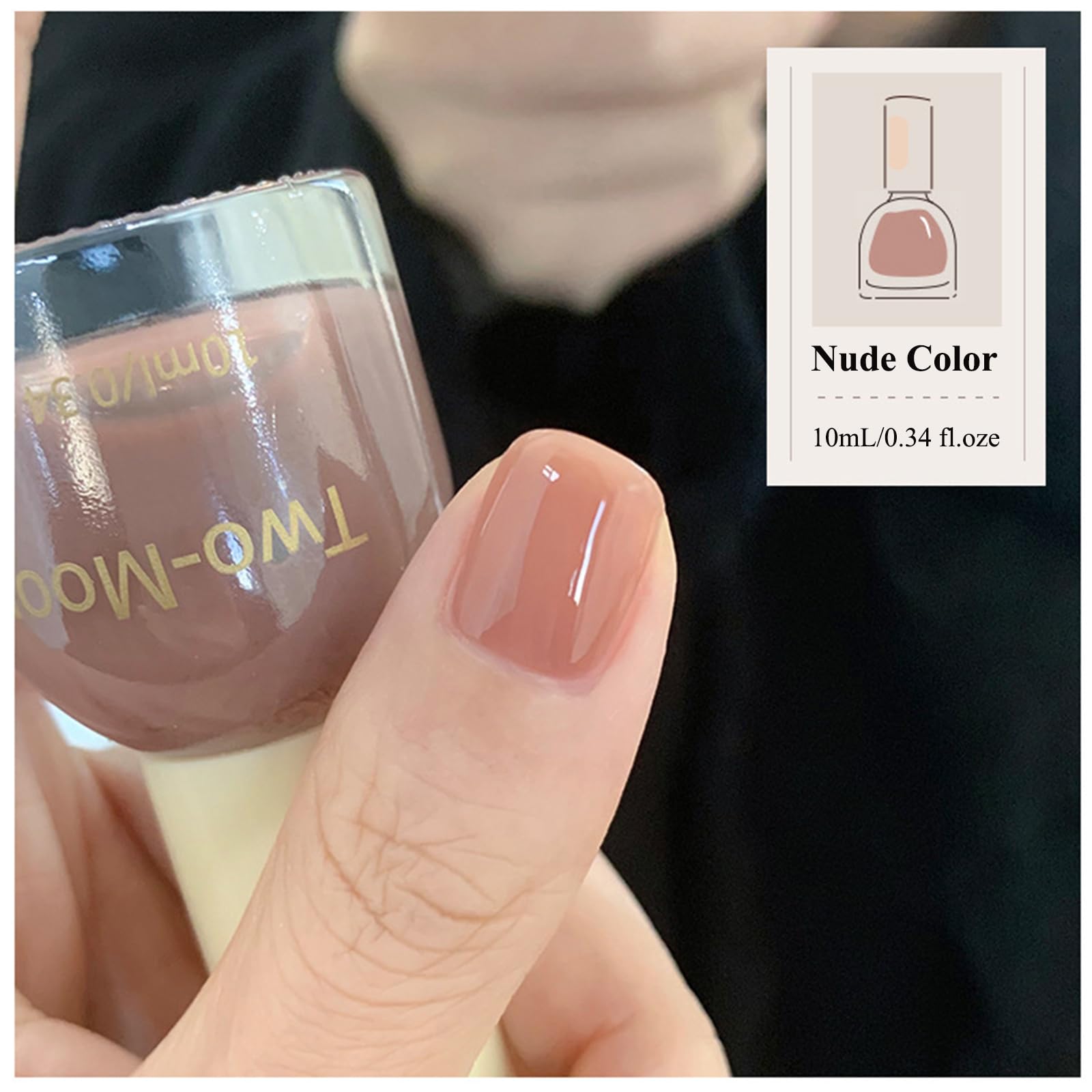Sheer Nude Nail Polish - Crystal Clear Transparent Natural Nail Lacquer - Quick Dry Neutral Color Polish (No UV Light Needed) - Perfect for Everyday Wear, Office, Weddings & Special Occasions
