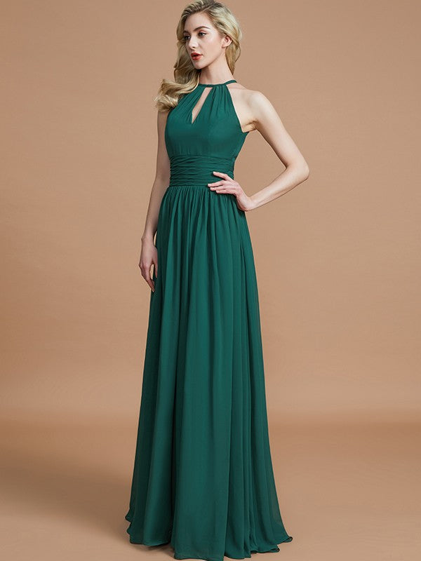 Elegant Chiffon Scoop Neck Sleeveless Bridesmaid Dresses for Weddings & Formal Events - Perfect for Summer Weddings, Beach Ceremonies, and Evening Parties