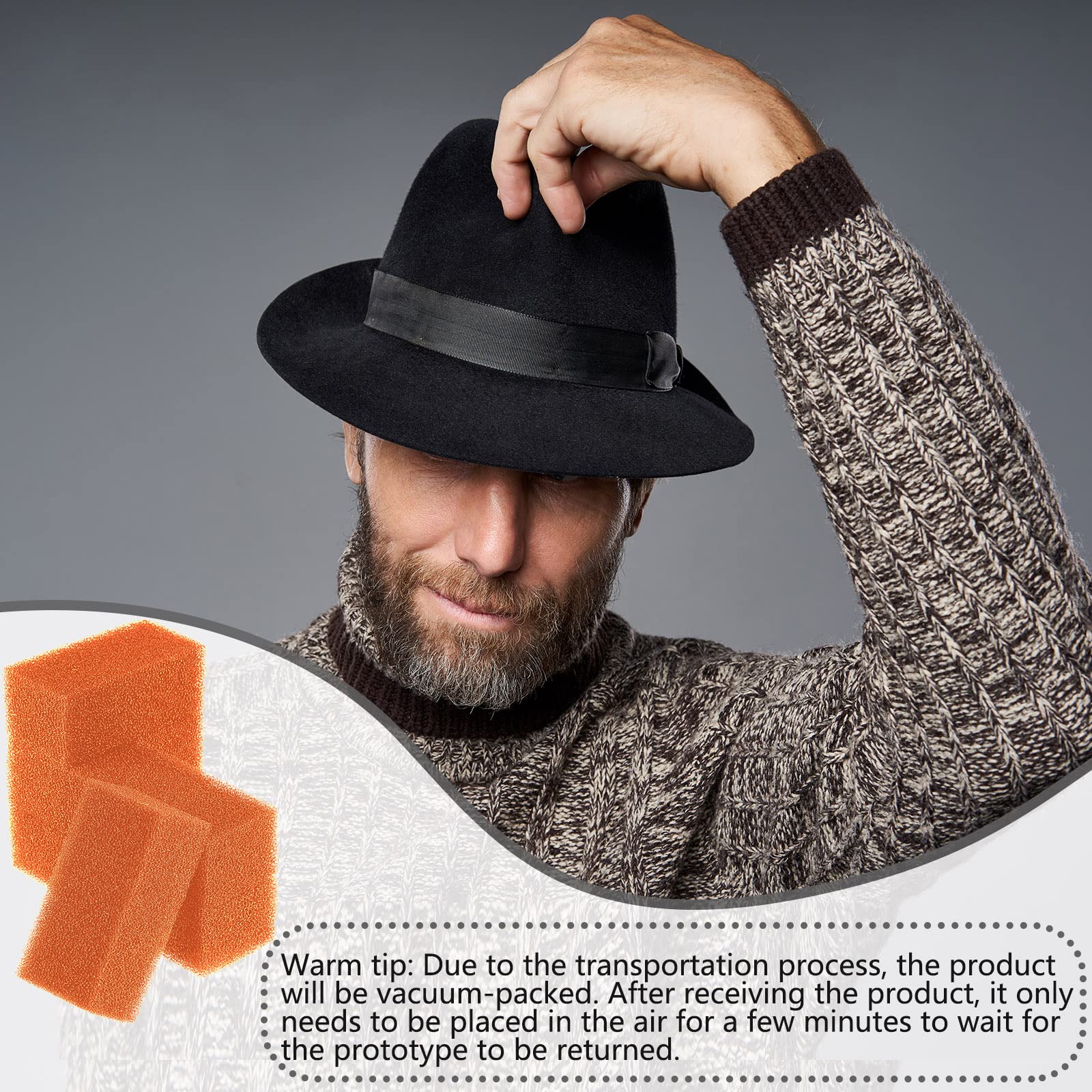 6-Piece Felt Hat Cleaning Sponges Kit - Premium Western Hat Brush Cleaner for Cowboy & Cowgirl Hats - Orange Household Cleaning Sponges for Gentle Hat Care - Perfect for Rodeo, Horseback Riding & Outdoor Events
