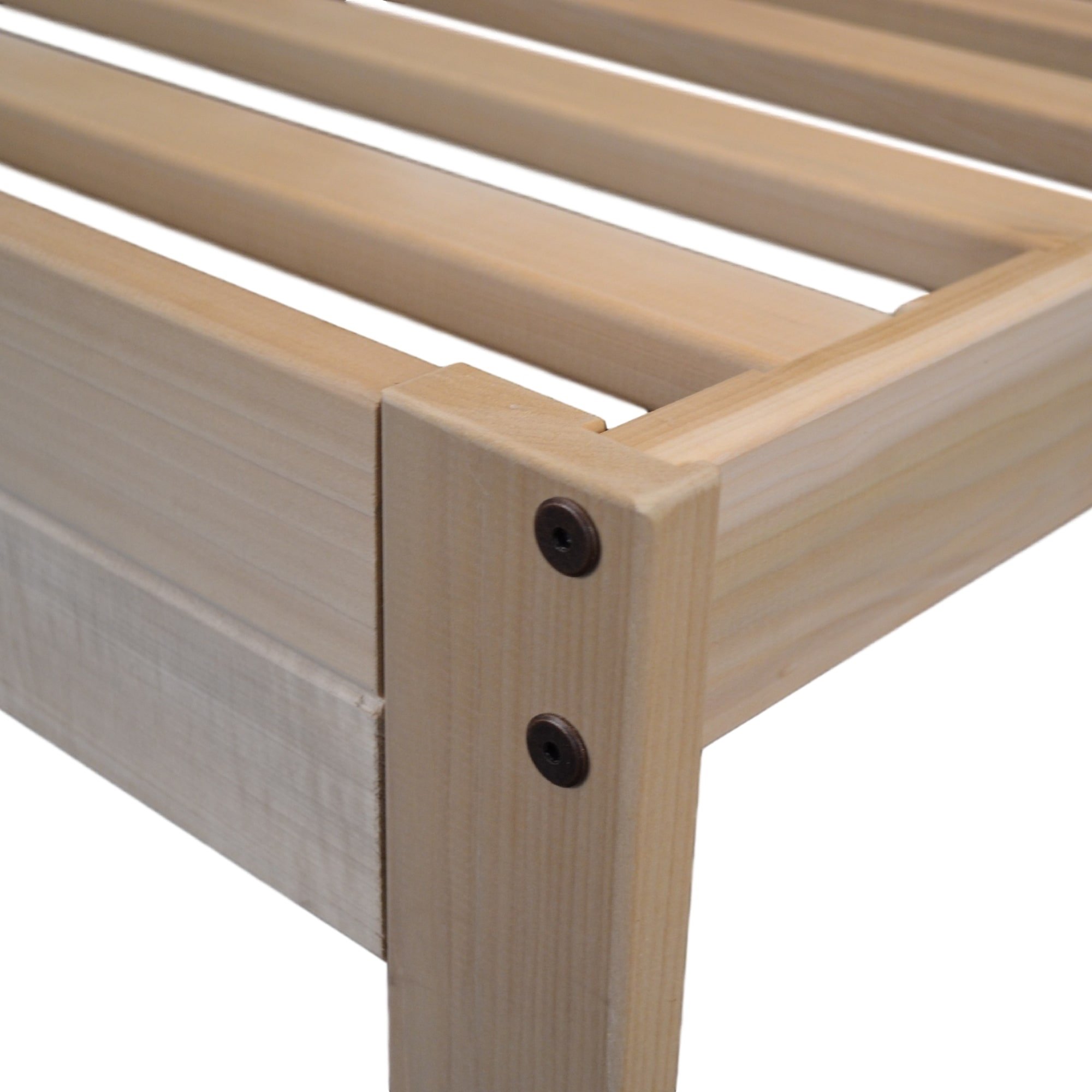 KD Frames Charleston Solid Wood Queen Platform Bed Frame - Unfinished Natural Wood Minimalist Bed with Slatted Headboard - No Box Spring Needed, Easy Assembly - Perfect for Modern Bedrooms, Guest Rooms & Small Spaces