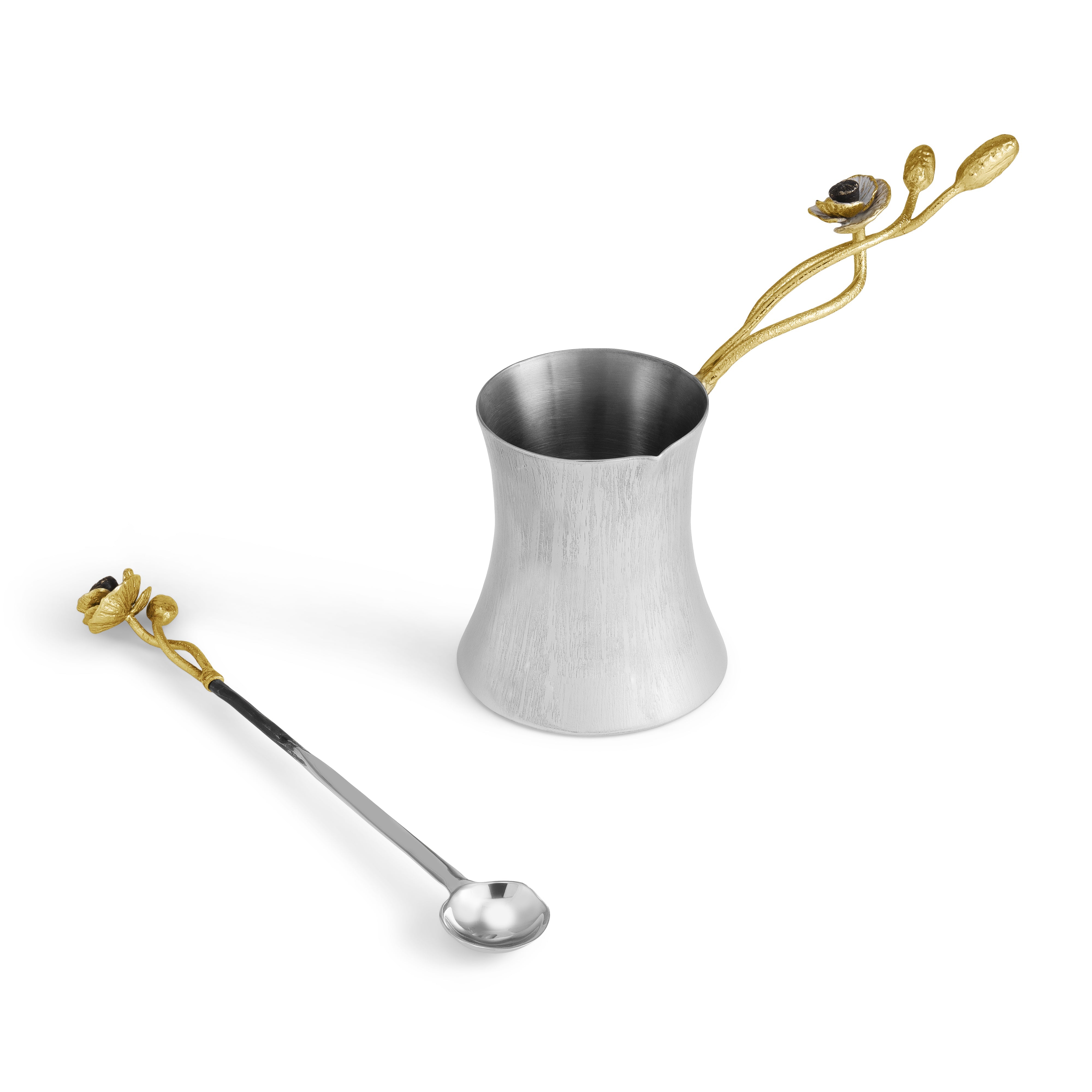 Premium Anemone Coffee Pot with Spoon - Elegant Tea & Coffee Serving Set for Home, Office, or Gifts - Perfect for Morning Brews & Afternoon Tea Parties