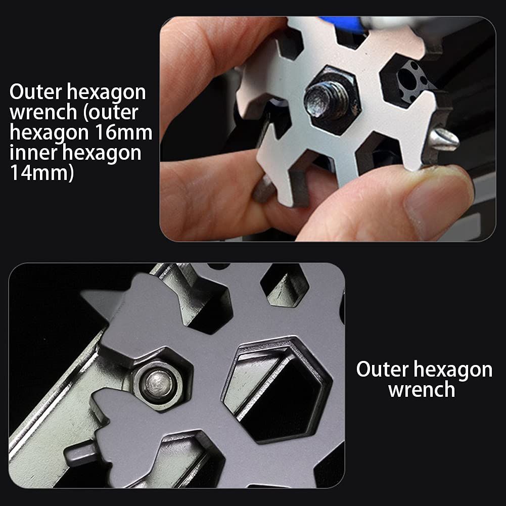 18-in-1 Snowflake Multi Wrench Keychain Tool - Compact Silver Pocket Multitool for Outdoor Camping, Hiking, Emergency Repairs & Christmas Gifts - Perfect for DIY, Car Maintenance & Survival Kits