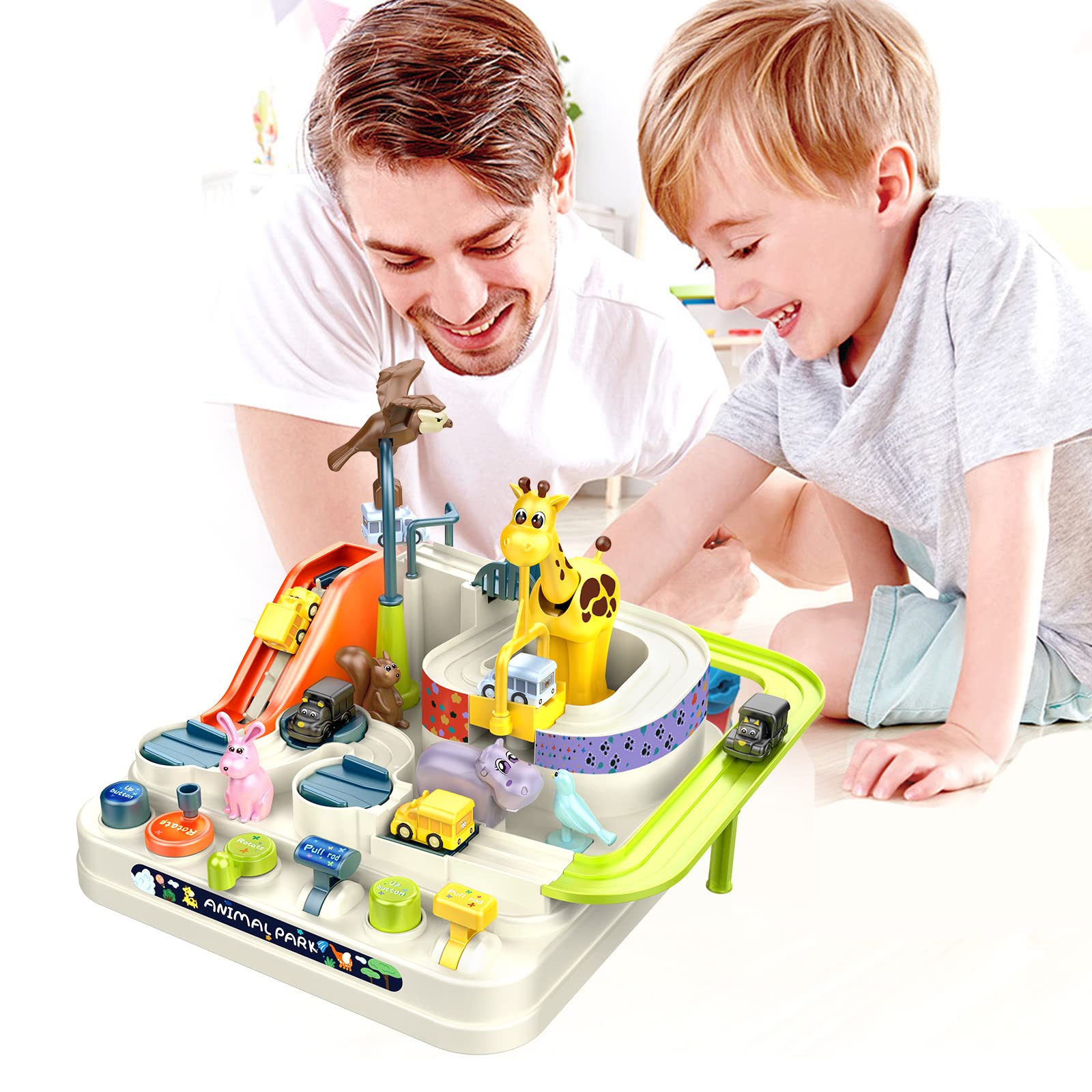 Car Rescue Adventure Toys - 3 Mini Cars for Kids Ages 3-6 | Race Track Set with Zoo Ramp for Toddler Boys | Educational Vehicle Racing Game for Preschool Learning | Perfect for Birthday Gifts & Indoor Playtime