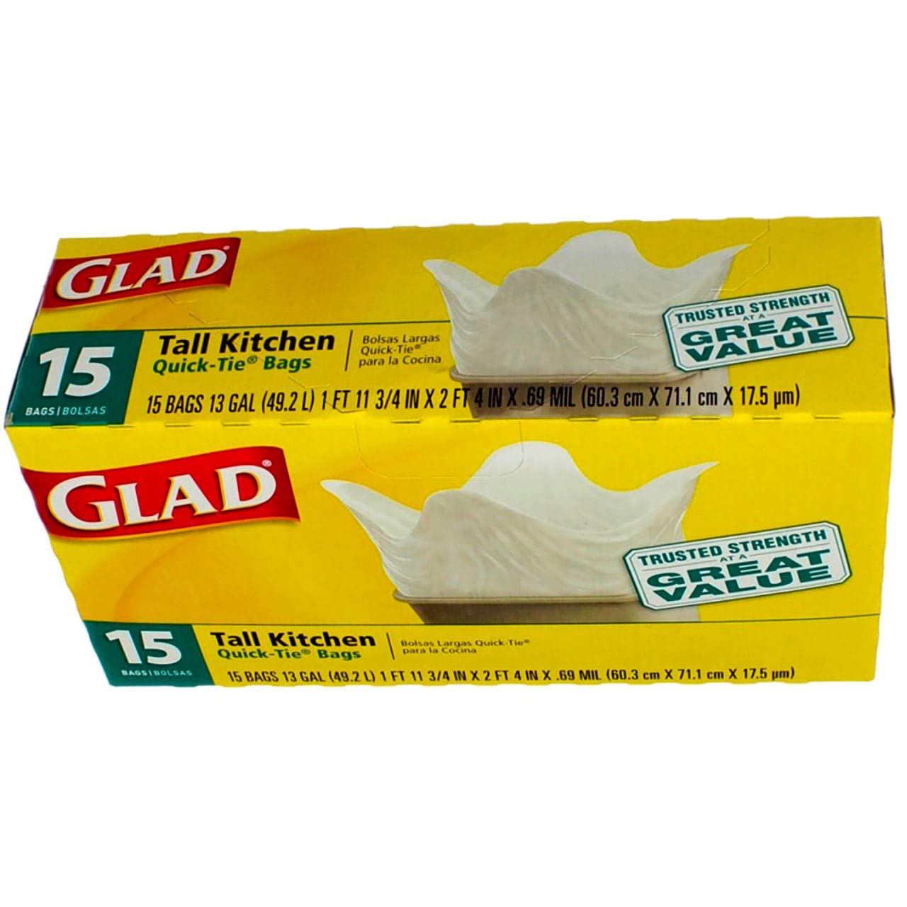 Glad Tall Kitchen Trash Bags - 15 Count, 13 Gallon, Strong & Leak-Proof for Home, Office & Outdoor Use