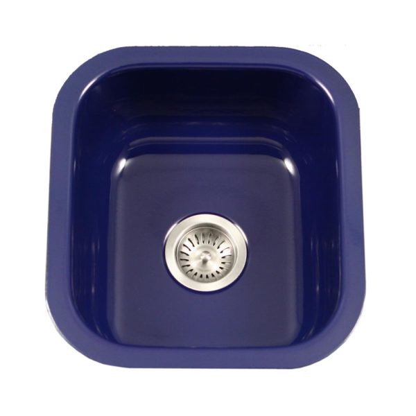 Hamat CER 1618B NB 16x18 Inch Navy Blue Enamel Steel Undermount Bar & Prep Sink - Perfect for Kitchen Islands, Wet Bars, and Commercial Food Prep Areas
