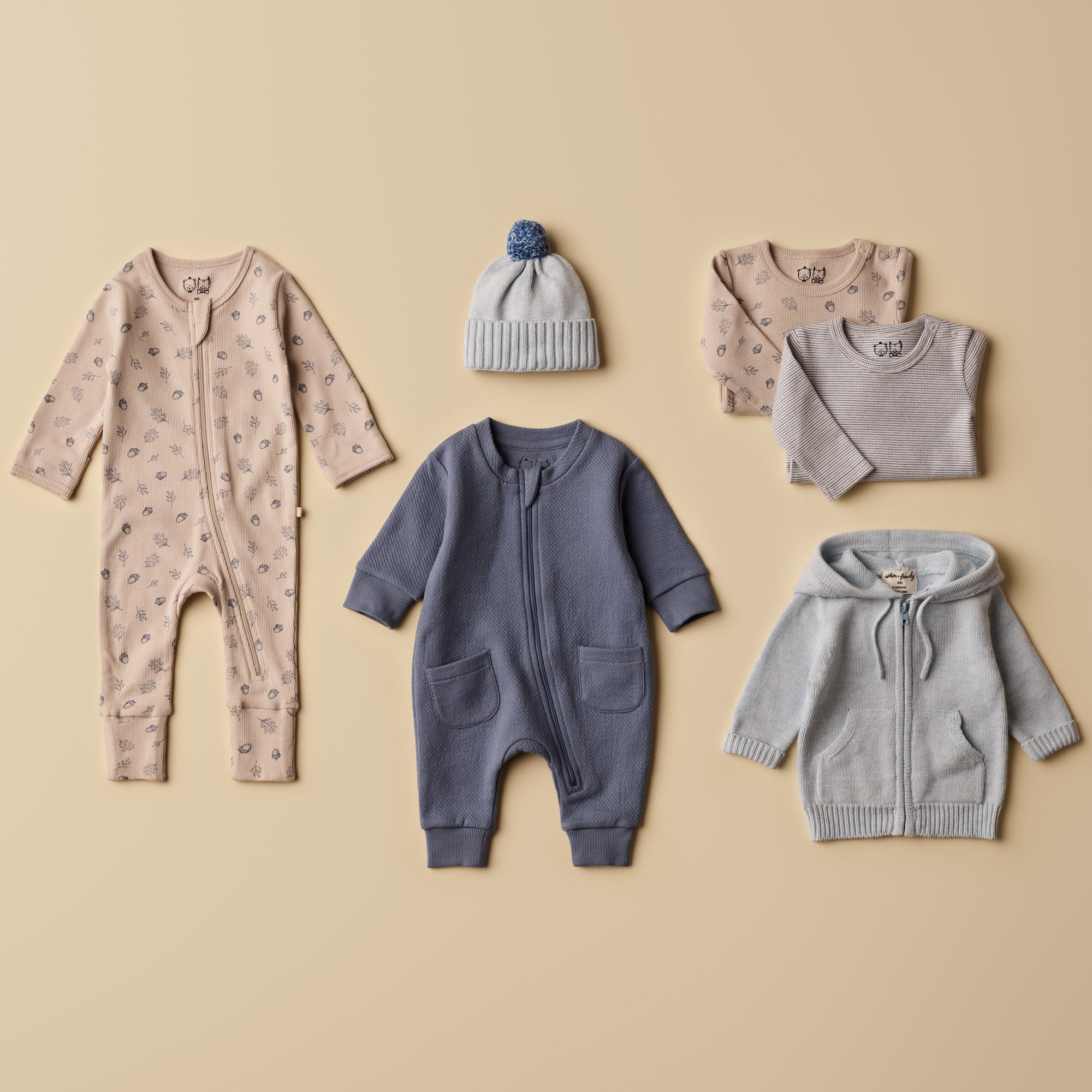 Storm Blue Organic Cotton Quilted Baby Growsuit - Soft & Breathable Infant Romper for Newborns (0-3 Months) - Perfect for Playtime, Naptime & Photo Shoots