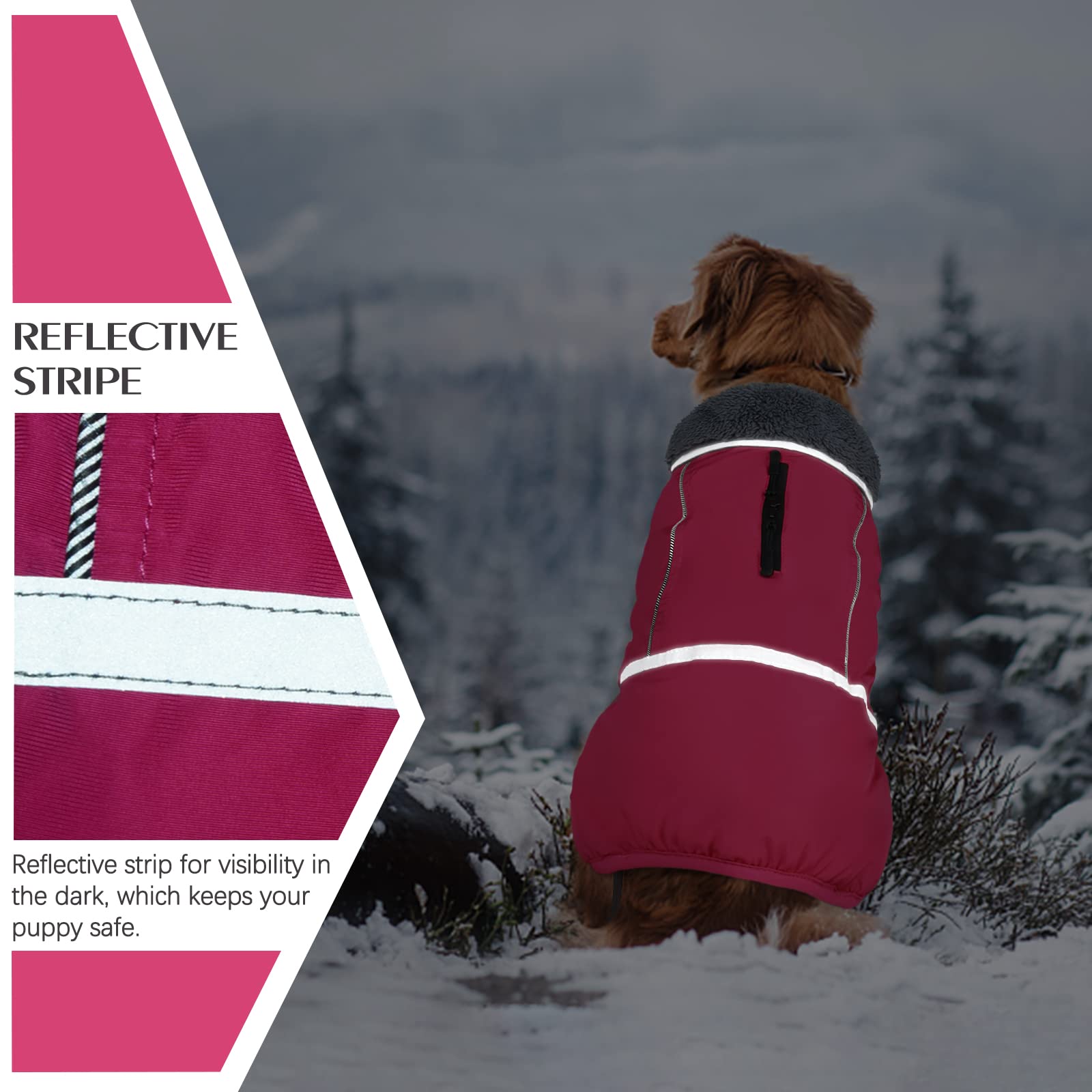 QBLEEV Reflective Waterproof Dog Winter Coat - Fleece-Lined Warm Dog Jacket with Turtleneck for Small, Medium & Large Dogs - Cold Weather Snowsuit for Outdoor Walks & Christmas Pet Apparel