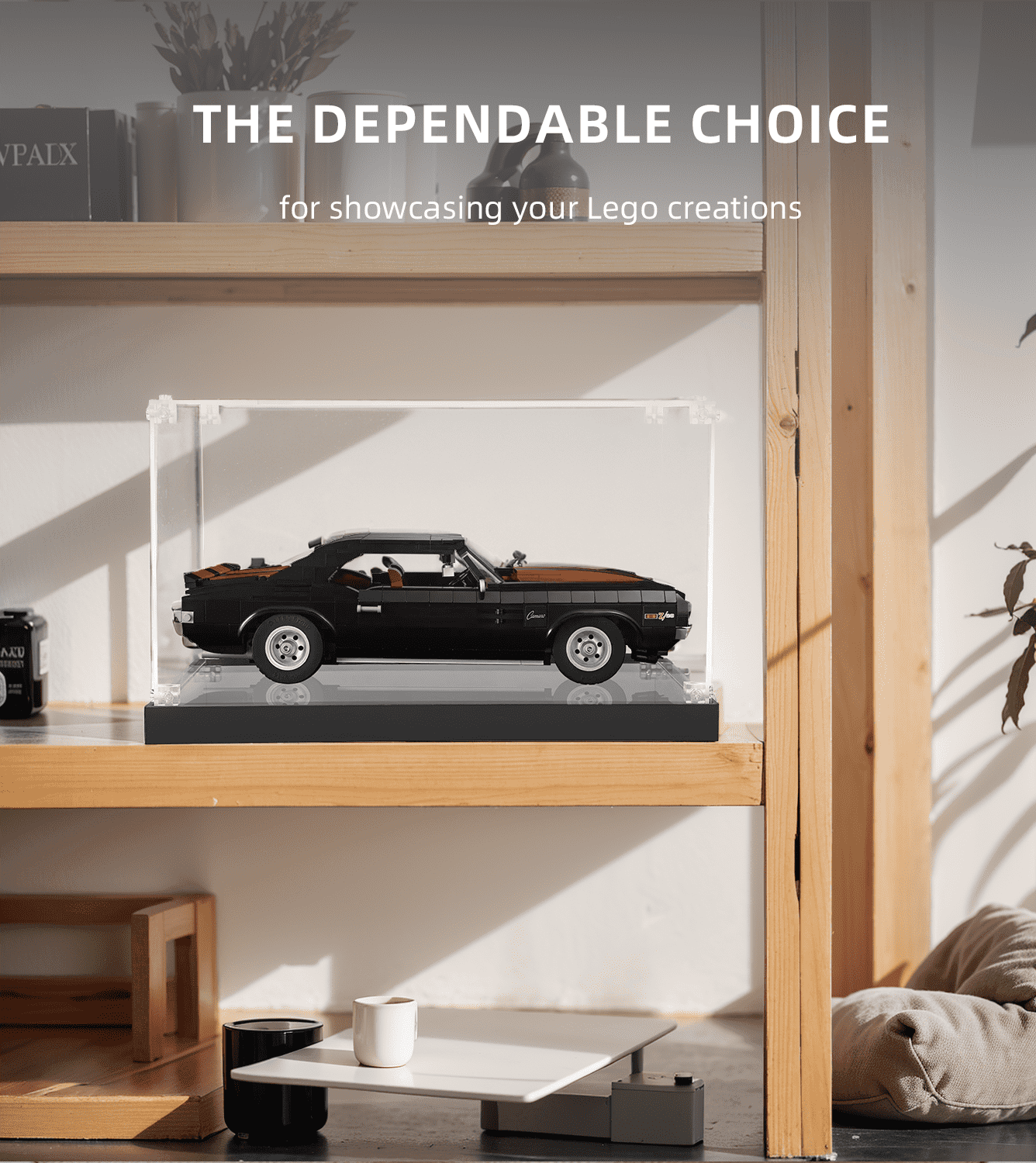 LEGO Creator Chevrolet Camaro Z28 10304 Display Case - Premium Acrylic Showcase for LEGO Car Models - Perfect for Home Decoration, Office Display & Collector's Showcase