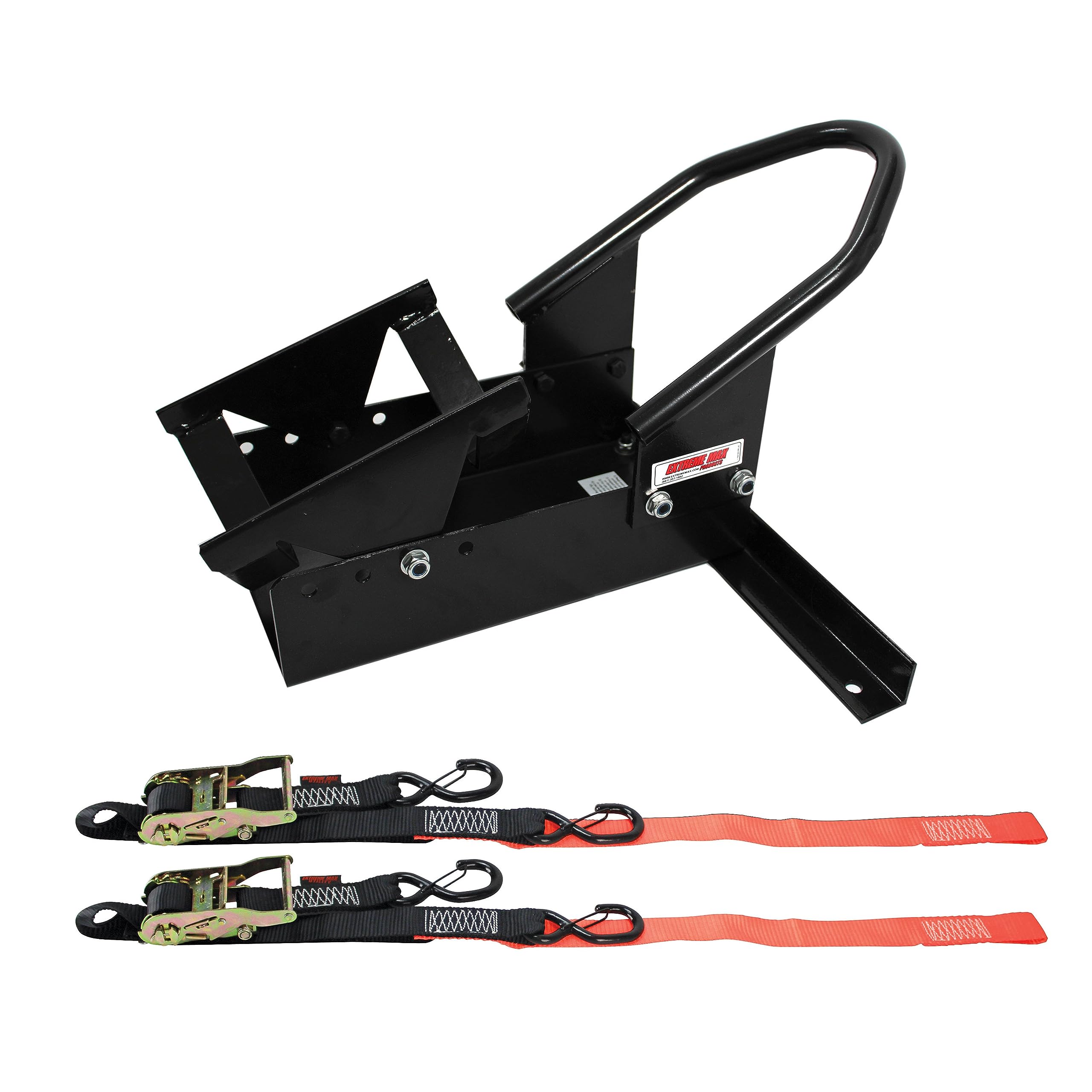 Extreme Max 5600.3204 Deluxe Motorcycle Wheel Chock & Tie-Down Kit - Heavy Duty Bike Stand for Secure Parking & Transport - Perfect for Garage, Workshop & Travel Use